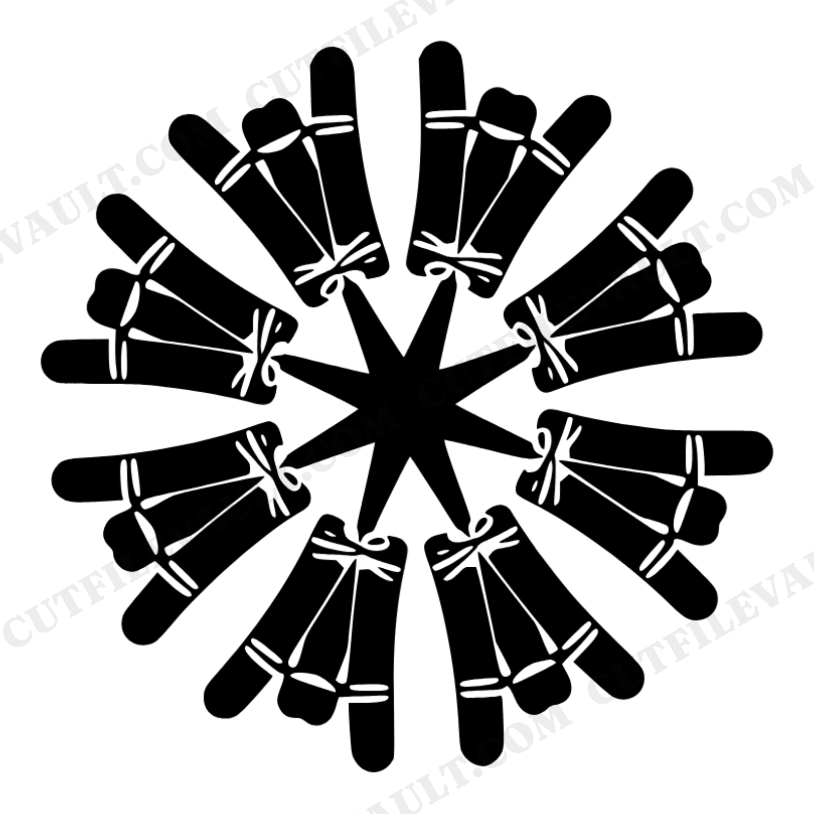 Firecracker Starburst SVG PNG Folk Art Silhouette Cut File Independence Day 4th of July Patriotic, view 1