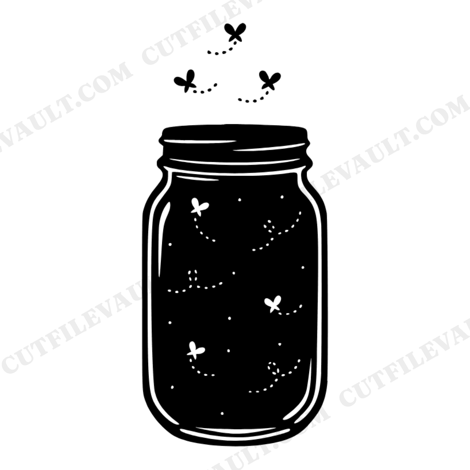 Firefly Mason Jar SVG PNG Late Summer Nights Retro 70s Nursery Decor Cut File Vintage Kids Room, view 1