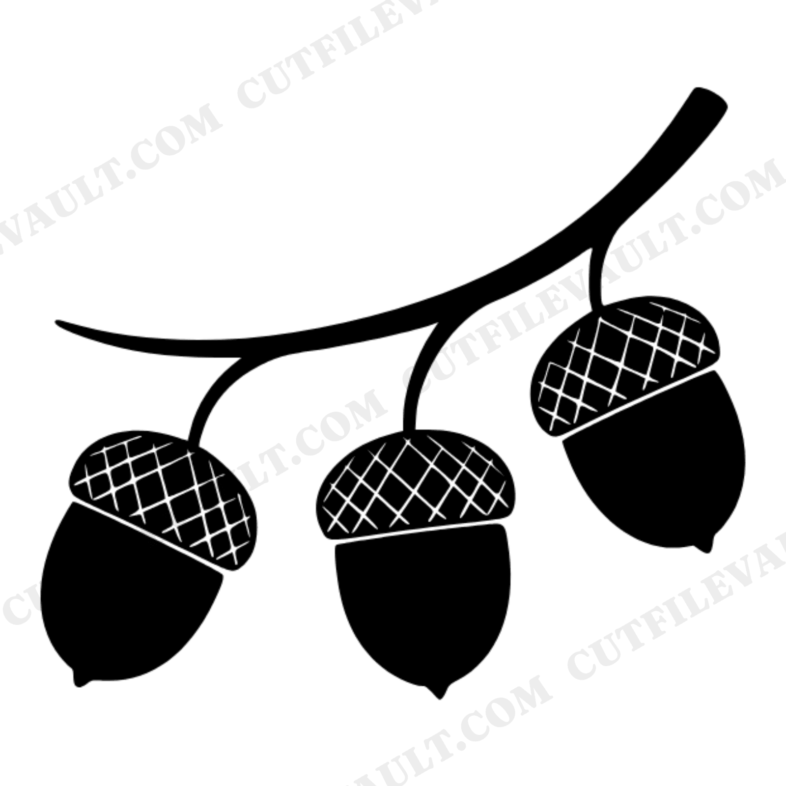 First Day of Autumn Acorn Branch SVG PNG, Mid-Century Botanical Silhouette Cut File for Fall Decor, view 1