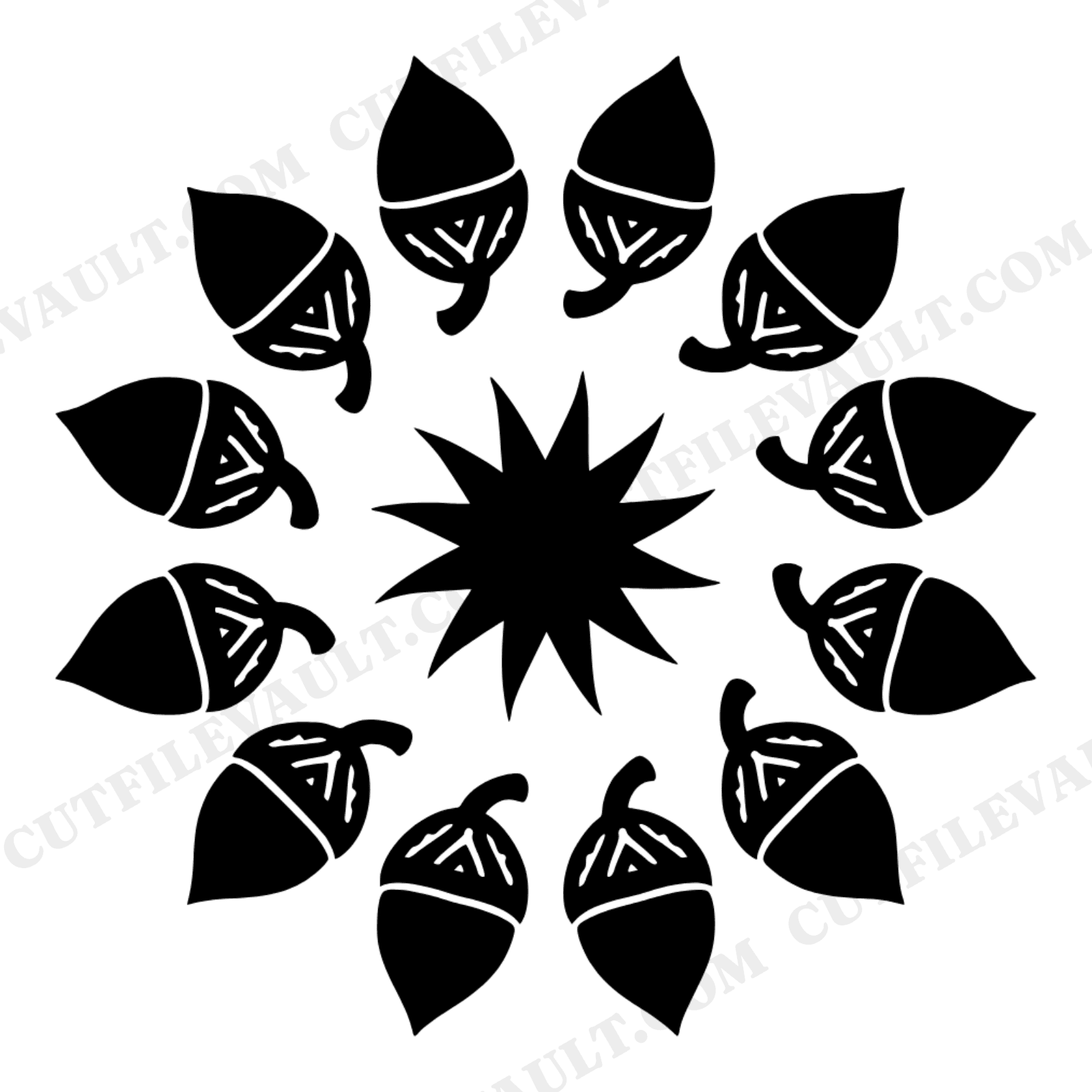 First Day of Autumn Acorn Mandala SVG PNG, Retro 70s Fall Equinox Cut File, Seasonal Harvest Decor, view 1