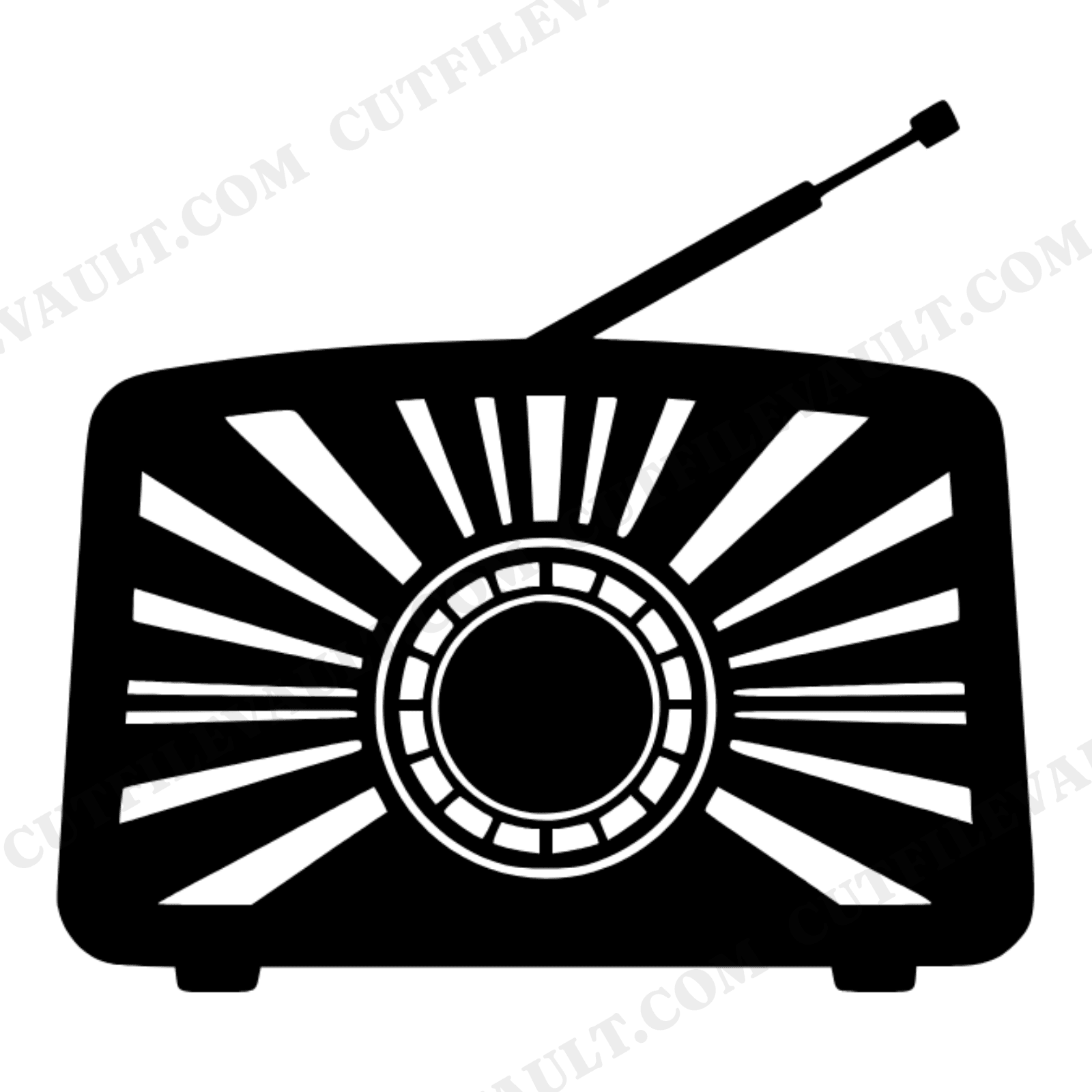 First Day of Autumn Retro Radio SVG PNG, Art Deco 1950s Vintage Radio Silhouette Cut File, view 1