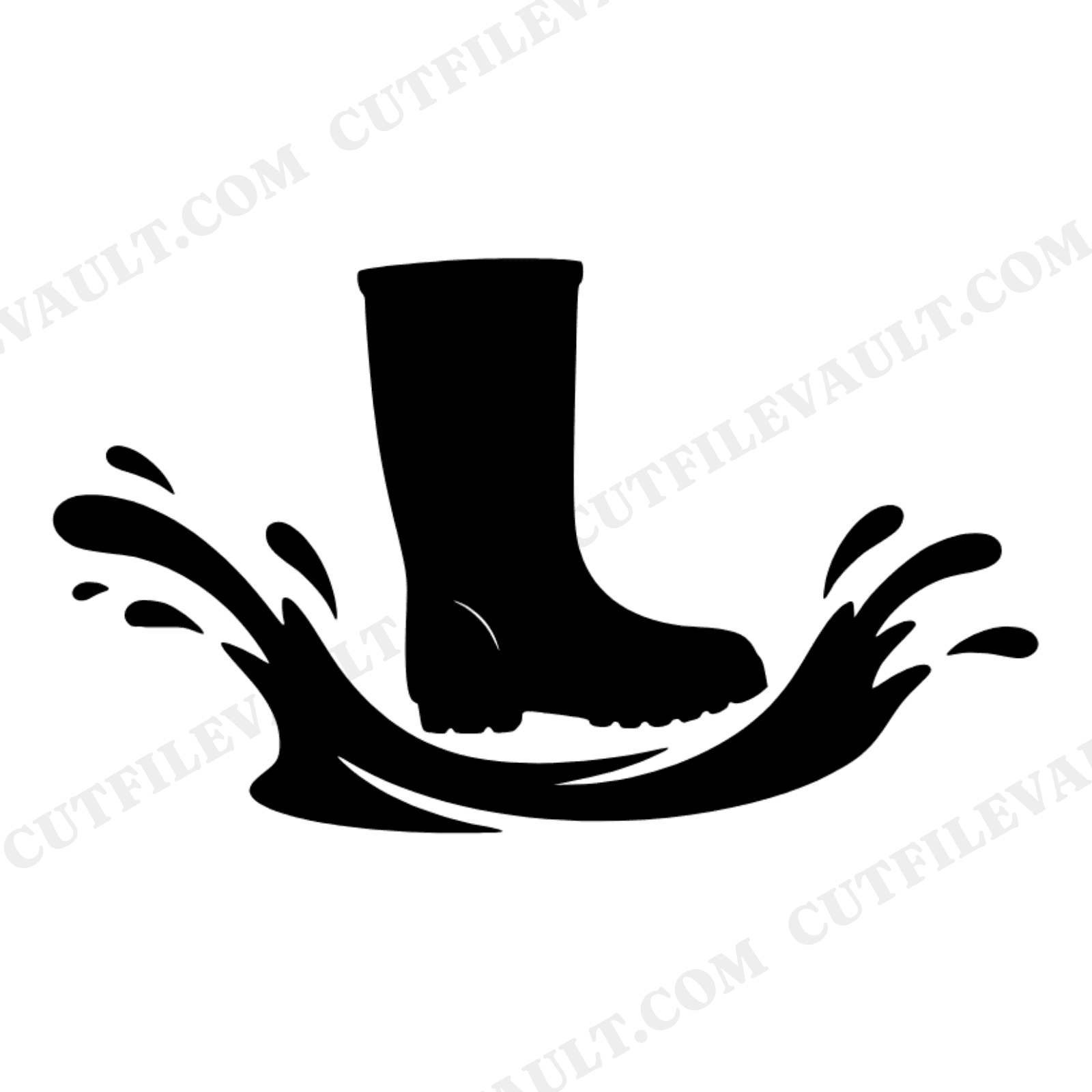 First Day of Fall Rain Boot Splash SVG PNG, Autumn Puddle Stomp Cut File, Scandinavian Line Art, view 1