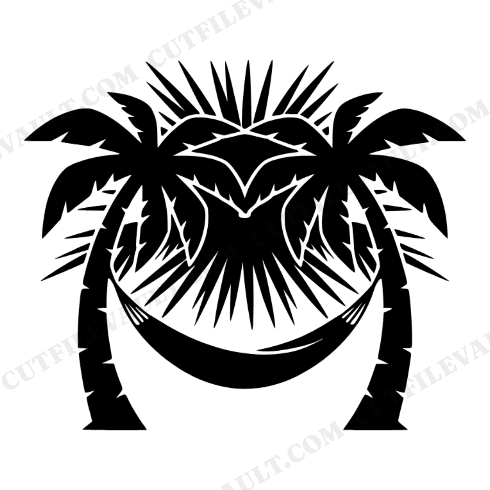 First Day of Summer SVG PNG Hammock Palm Tree Silhouette Cut File for Cricut June 20 Beach Decor, view 1