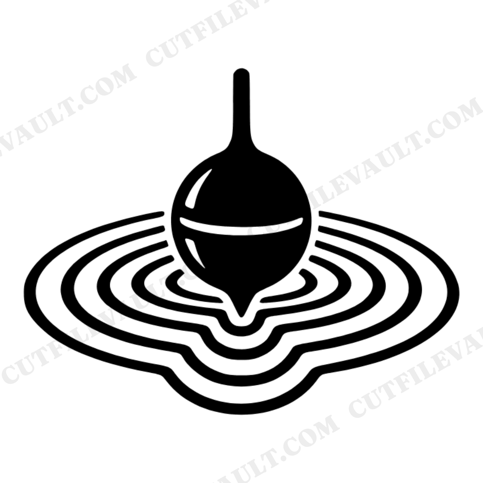 Fishing Bobber SVG PNG Father's Day Ripples Water Minimalist Cut File Silhouette Design, view 1