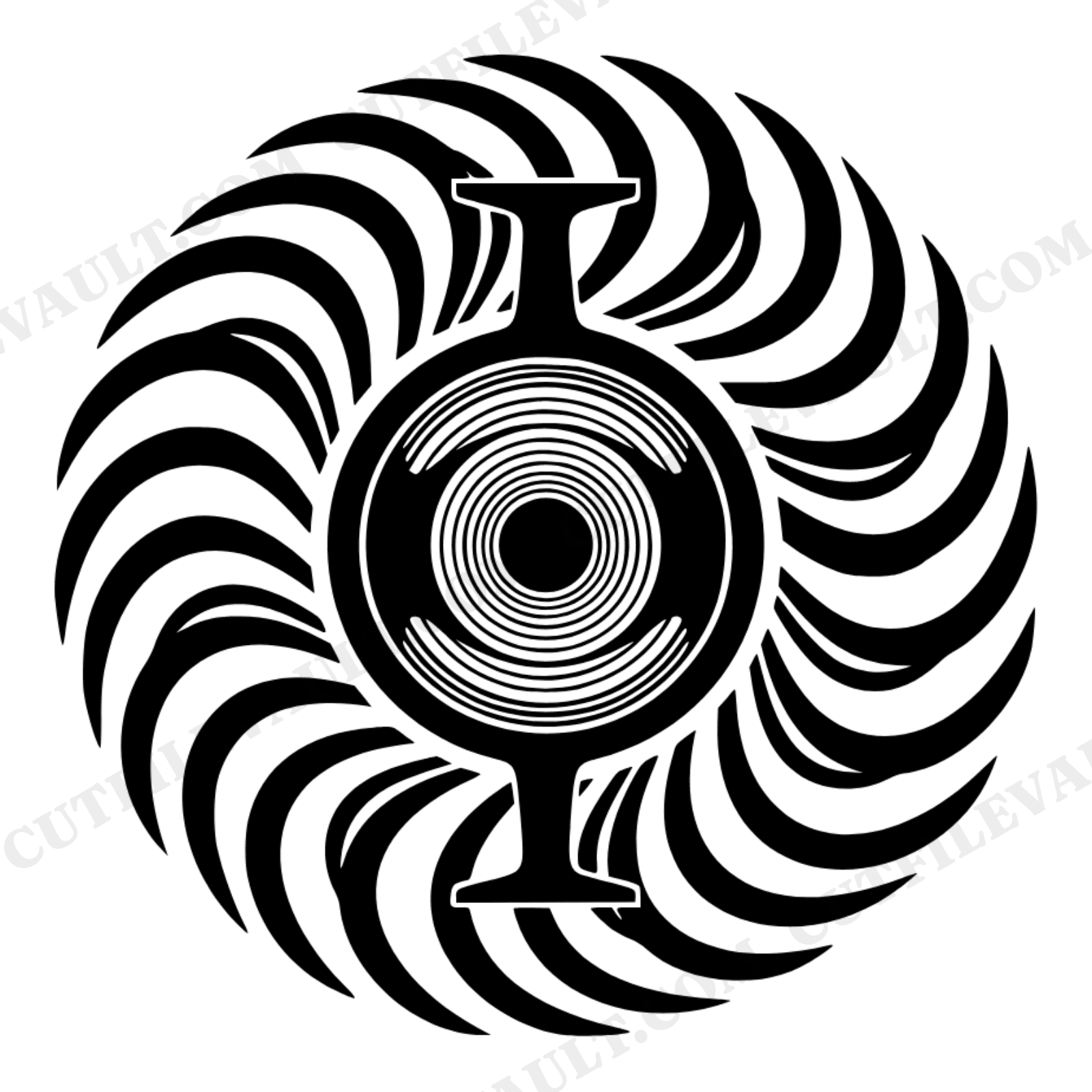 Fishing Reel Mandala SVG PNG, Retro Father's Day Design, Fishing Dad Cut File, Spiral Mandala Art, view 1
