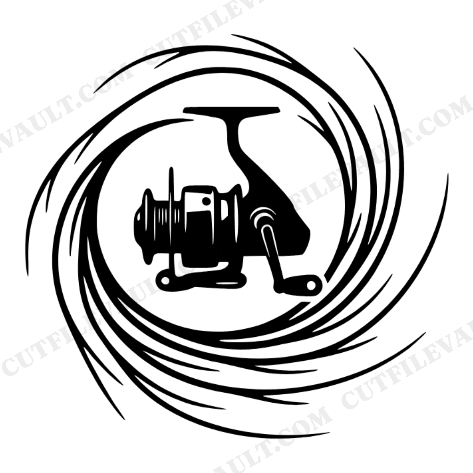 Fishing Reel SVG PNG, Spiral Line Father's Day Cut File, Dad Fisherman Boho Design for Cricut, view 1
