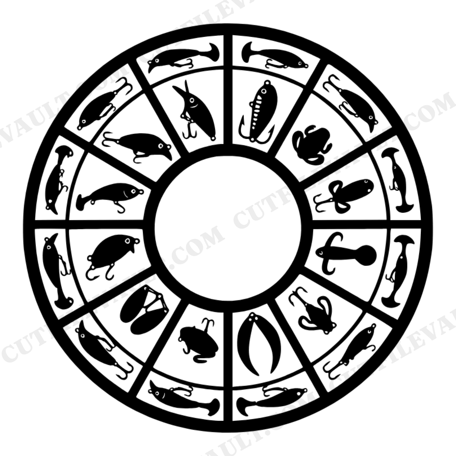 Fishing Tackle Box Mandala SVG PNG, Fathers Day Fisherman Gift, Celestial Geometric Lure Design, view 1