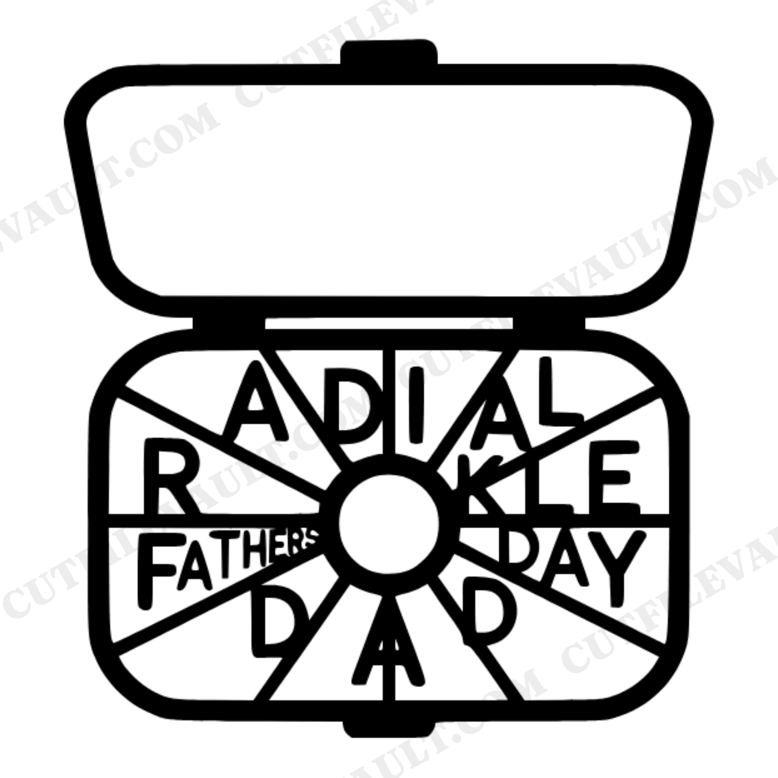 Fishing Tackle Box SVG PNG Fathers Day Cut File Overhead View Radial Geometric Design for Cricut, view 1