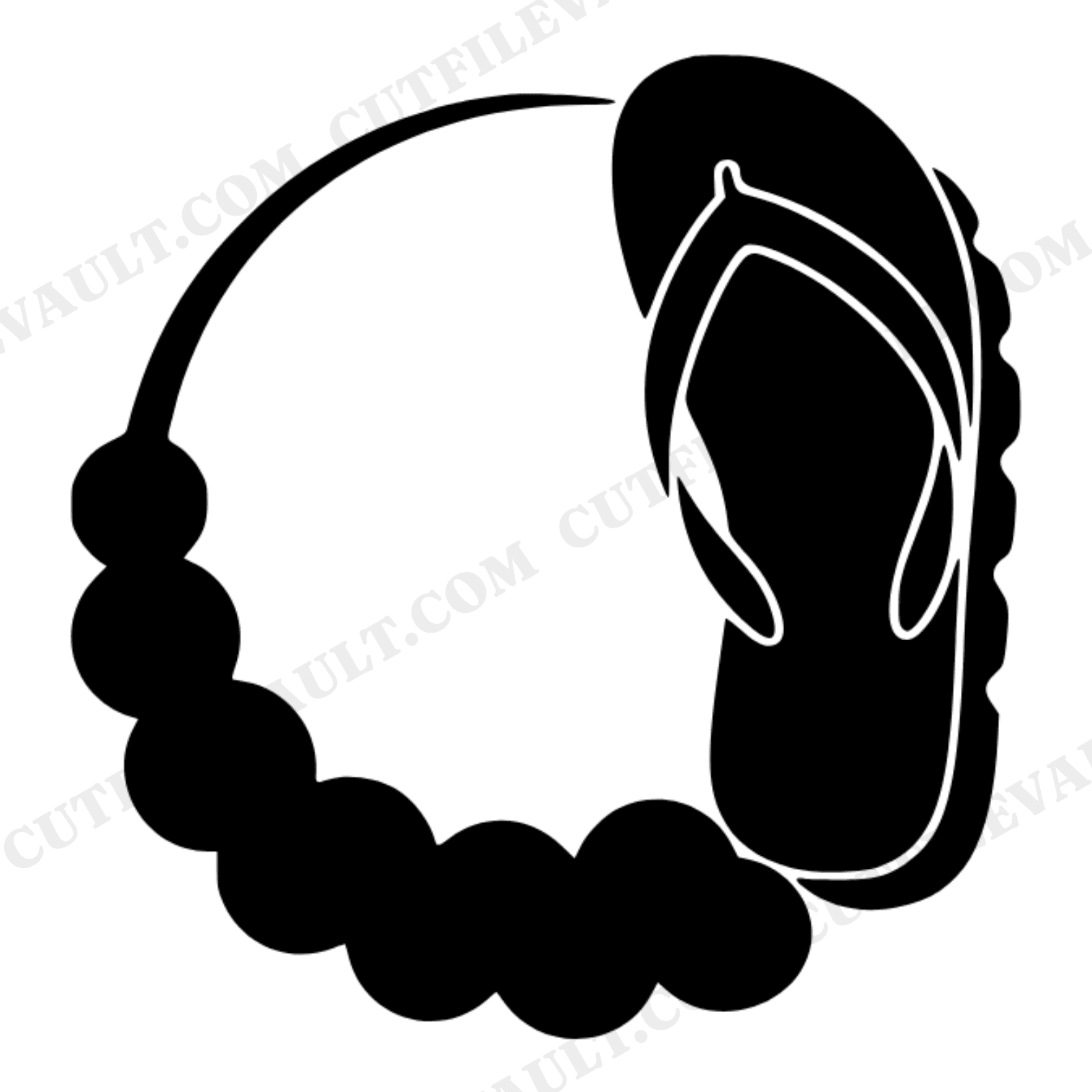 Flip Flop Wreath SVG PNG, Retro Summer Circle Silhouette, National Flip Flop Day Cut File Design, view 1