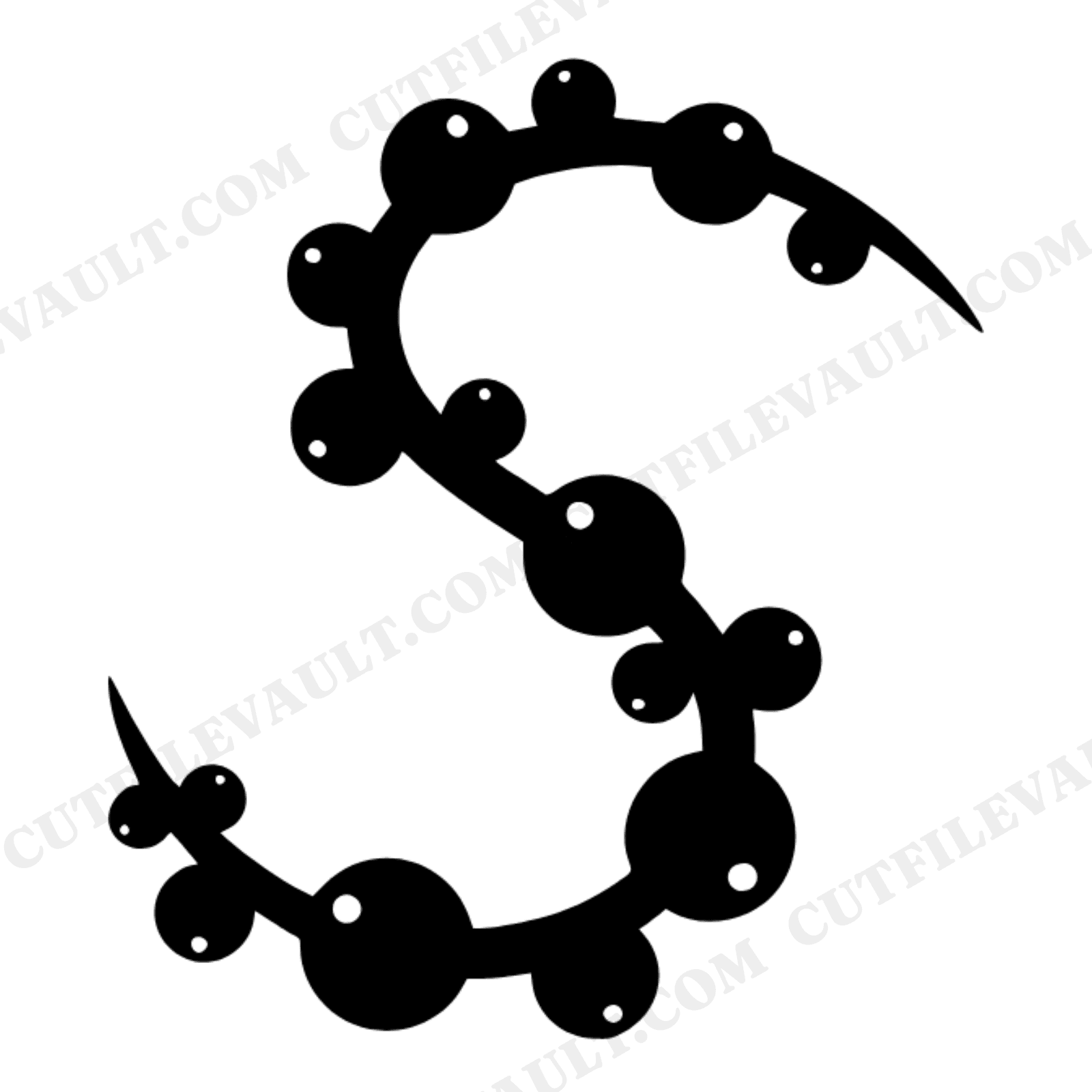 Flowing Cranberry Garland S Curve SVG PNG, Christmas Holiday Kitchen Decor Cut File Silhouette, view 1