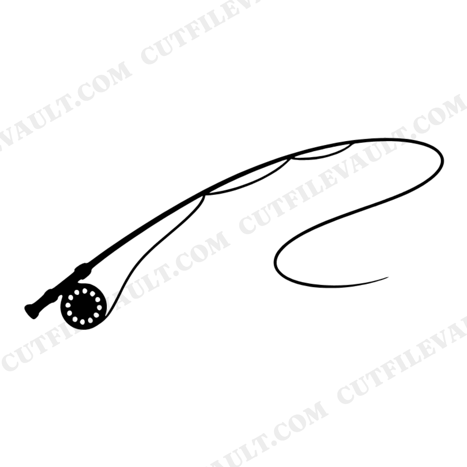 Fly Fishing Rod SVG PNG Mid Cast Arc Father's Day Gift Dad Fisherman Outdoor Cut File, view 1