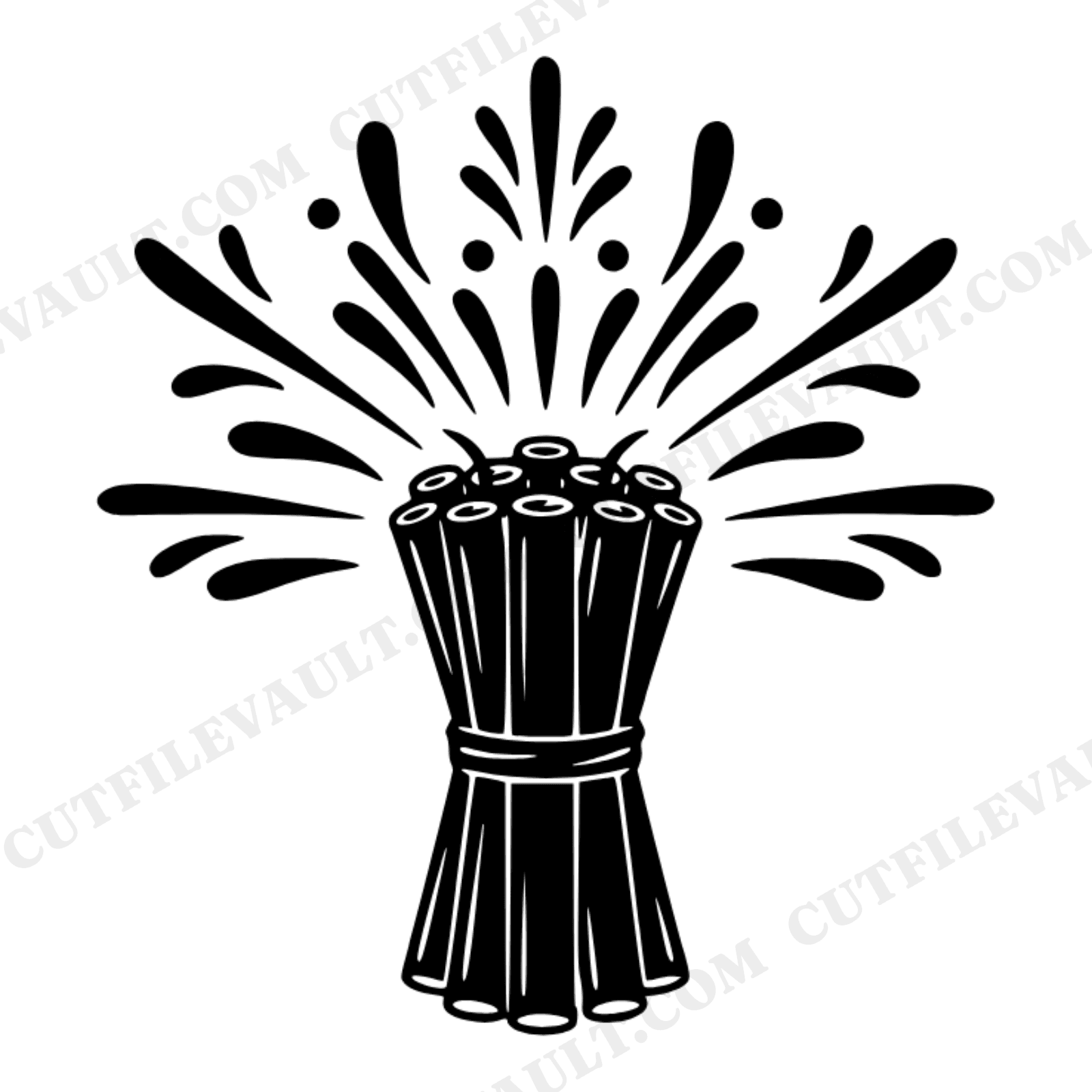 Folk Art Firecracker SVG PNG, Boho Independence Day Starburst Sparks Cut File, 4th of July Craft, view 1