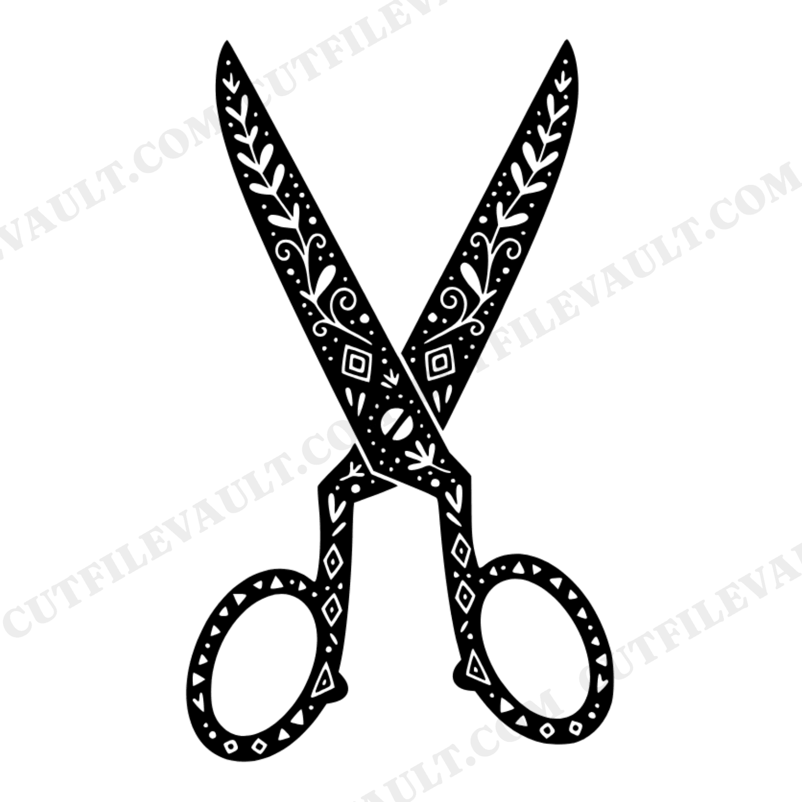 Folk Art Scissors SVG PNG, Back to School Teacher Craft Cut File, Boho Classroom Decor Design, view 1