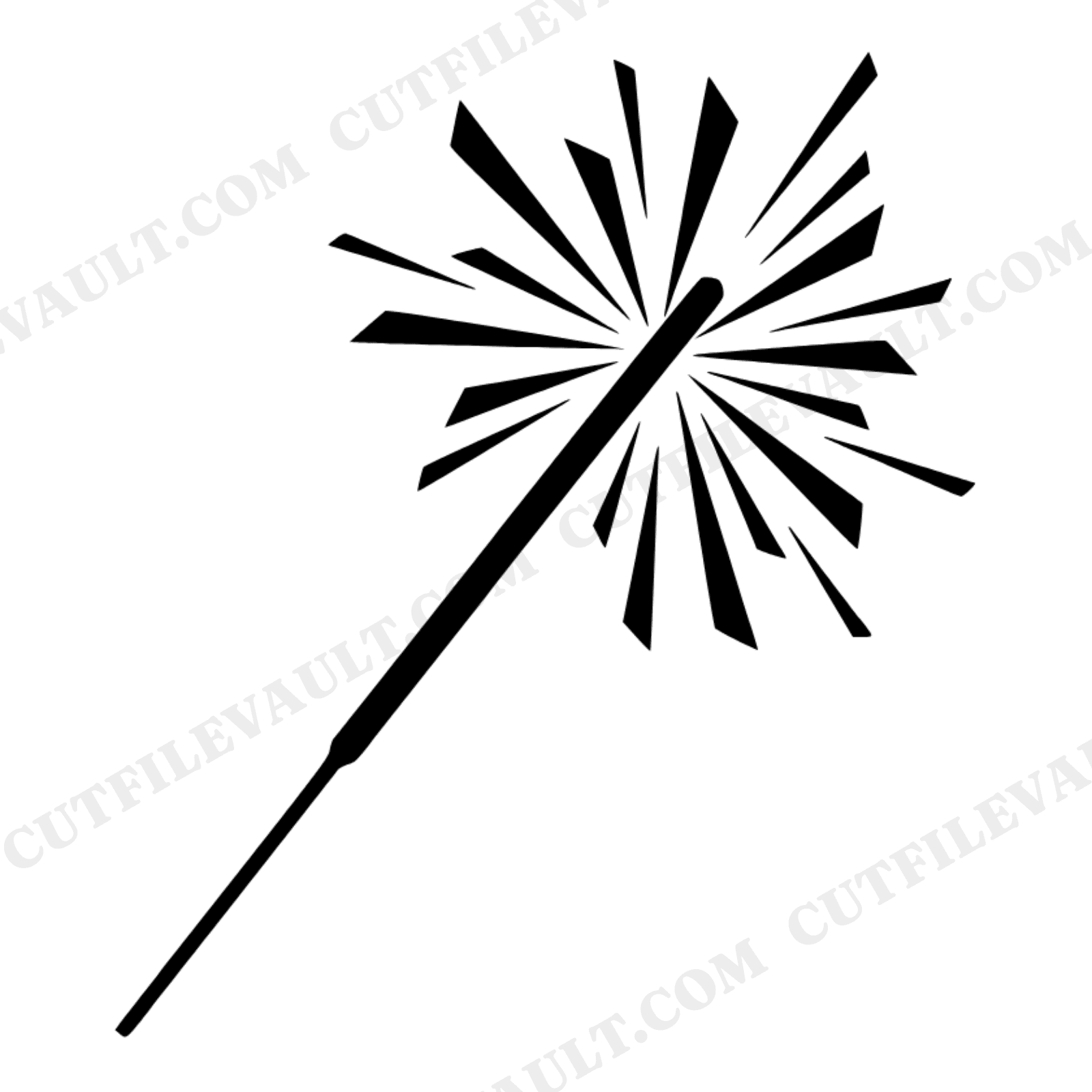 Fourth of July Sparkler SVG PNG, Mid-Century Starburst Firework Cut File for Cricut Silhouette, view 1
