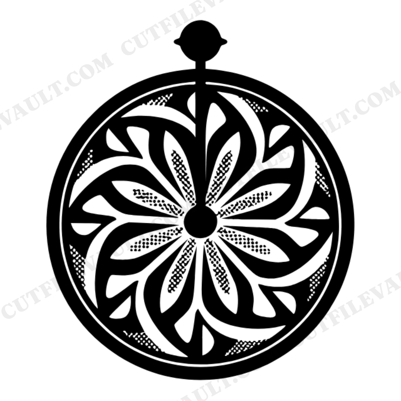 French Press Mandala SVG PNG Retro 70s Coffee Day Overhead View Cut File for Cricut Silhouette, view 1