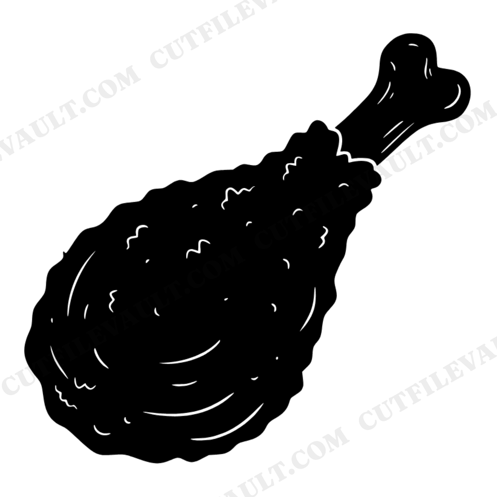 Fried Chicken Drumstick SVG PNG, National Fried Chicken Day, Boho Food Clipart, Whimsical Kitchen Cut File, view 1