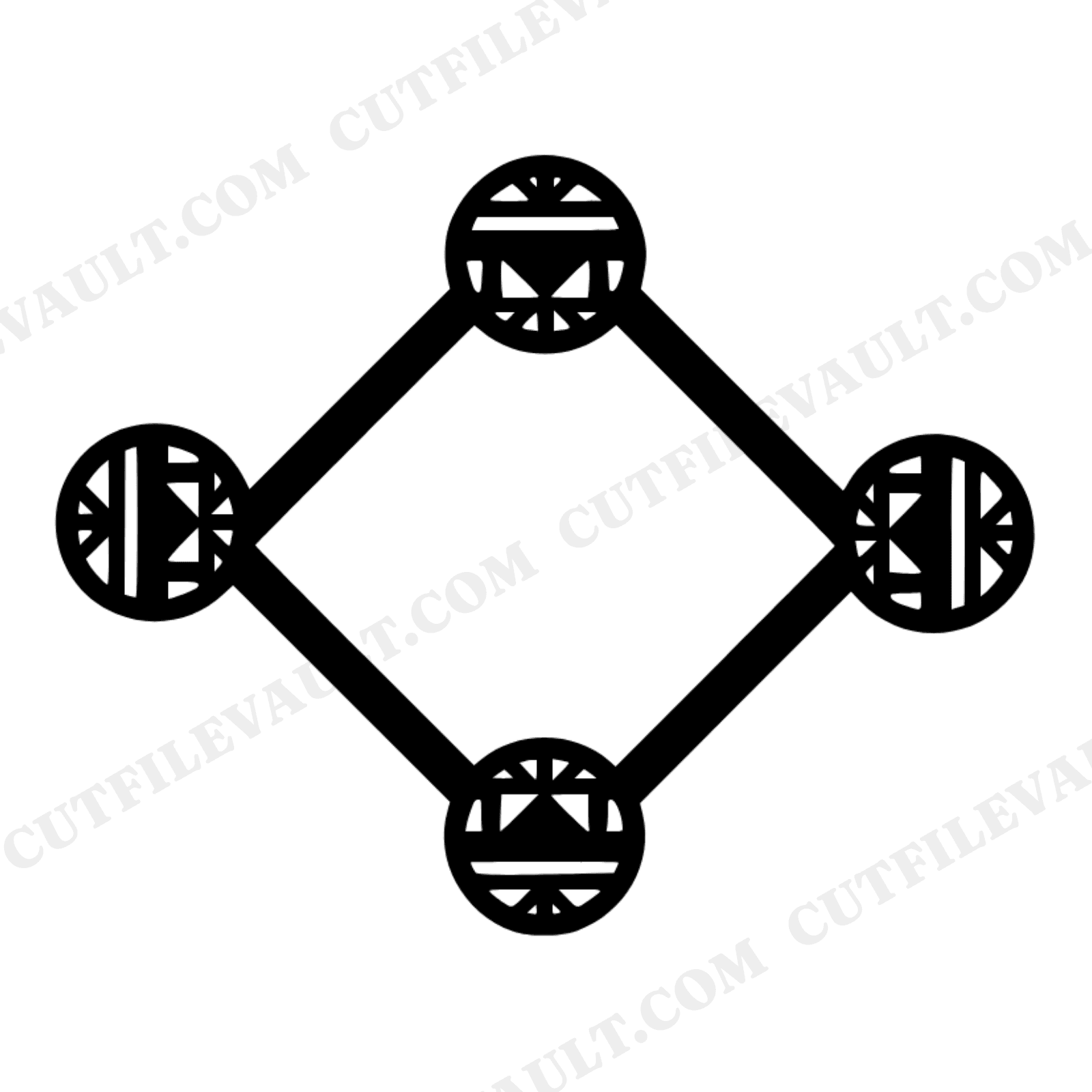 Friendship Bracelet Loom SVG PNG, Art Deco Diamond Geometric Cut File, Scandinavian Line Art, view 1