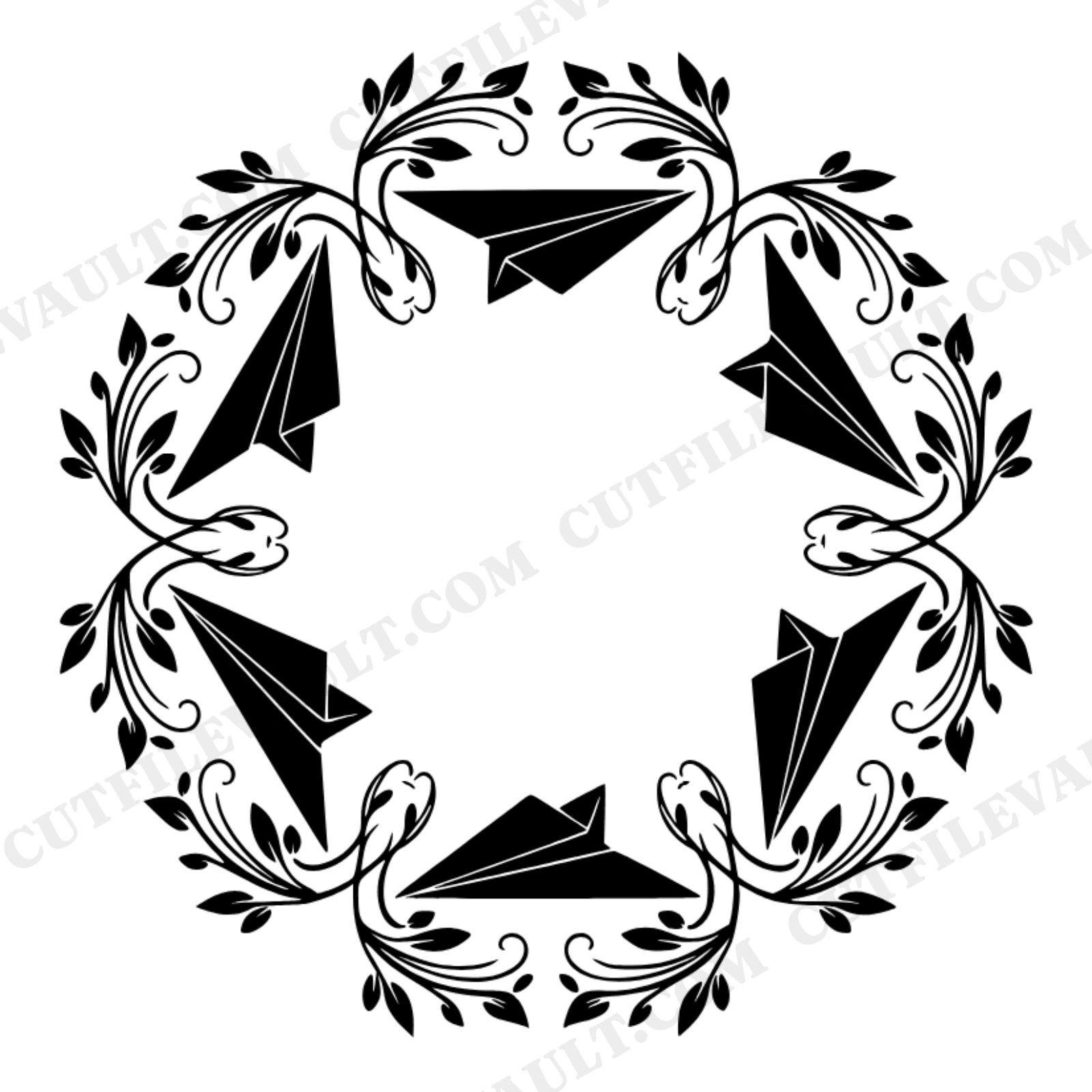 Friendship Flight Mandala SVG PNG Paper Airplane Circle Cut File for Cricut Vinyl Decal Sticker, view 1
