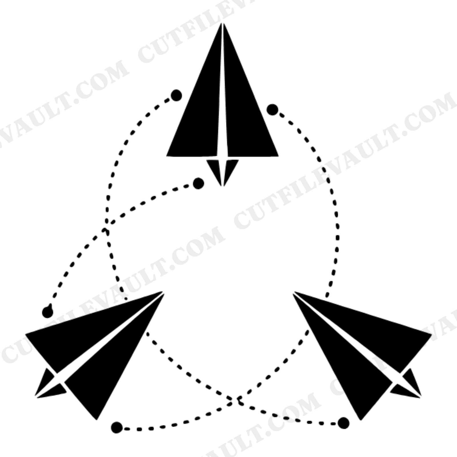 Friendship Flight Triangle Paper Airplanes SVG PNG Cut File Scandinavian Line Art Kids Decor, view 1