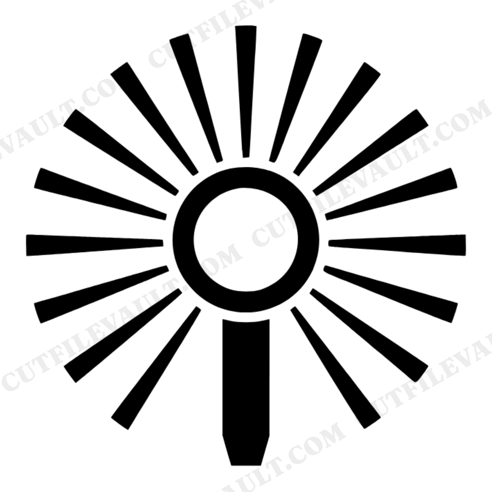 Garden Hose Nozzle SVG PNG Sunburst Spray Pattern Mid Century Summer Gardening Cut File, view 1
