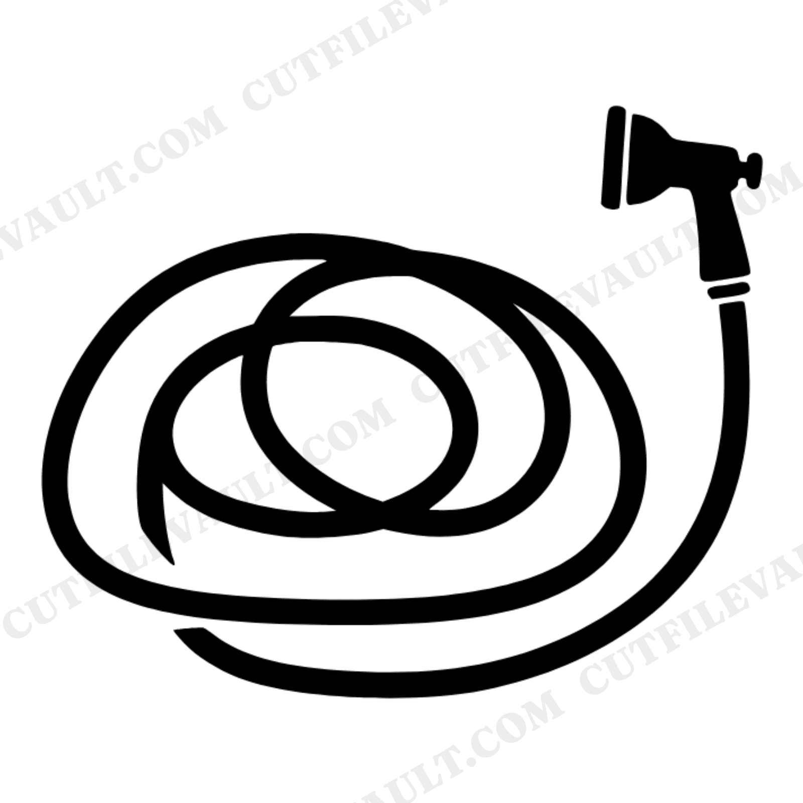 Garden Hose SVG PNG Whimsical Summer Solstice Boho Doodle Cut File Gardening Spiral Design, view 1