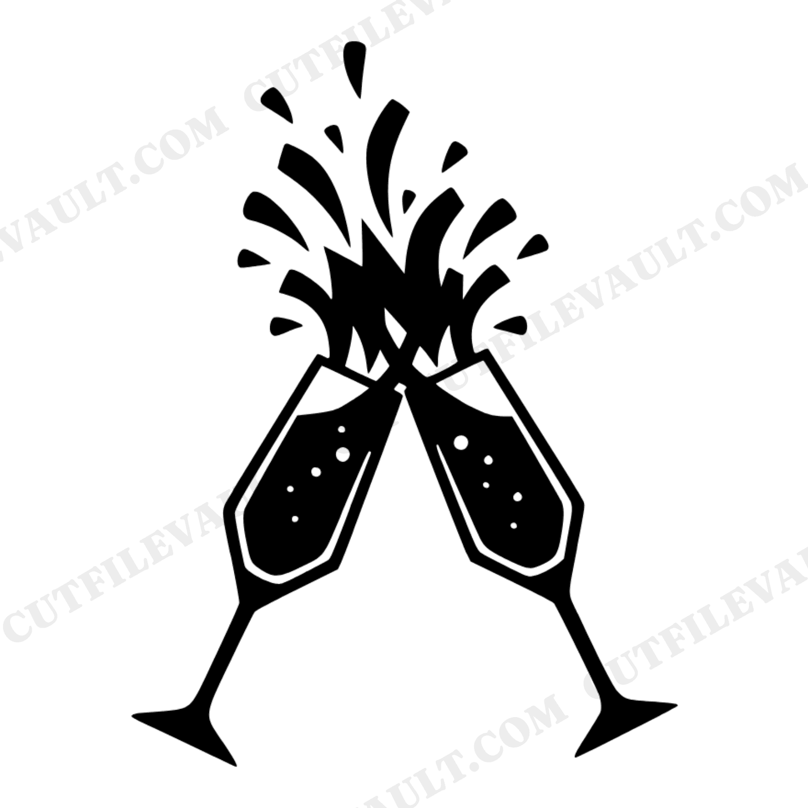 Geometric Champagne Toast SVG PNG Wedding Silhouette Cut File Modern Bridal Party Celebration Design, view 1