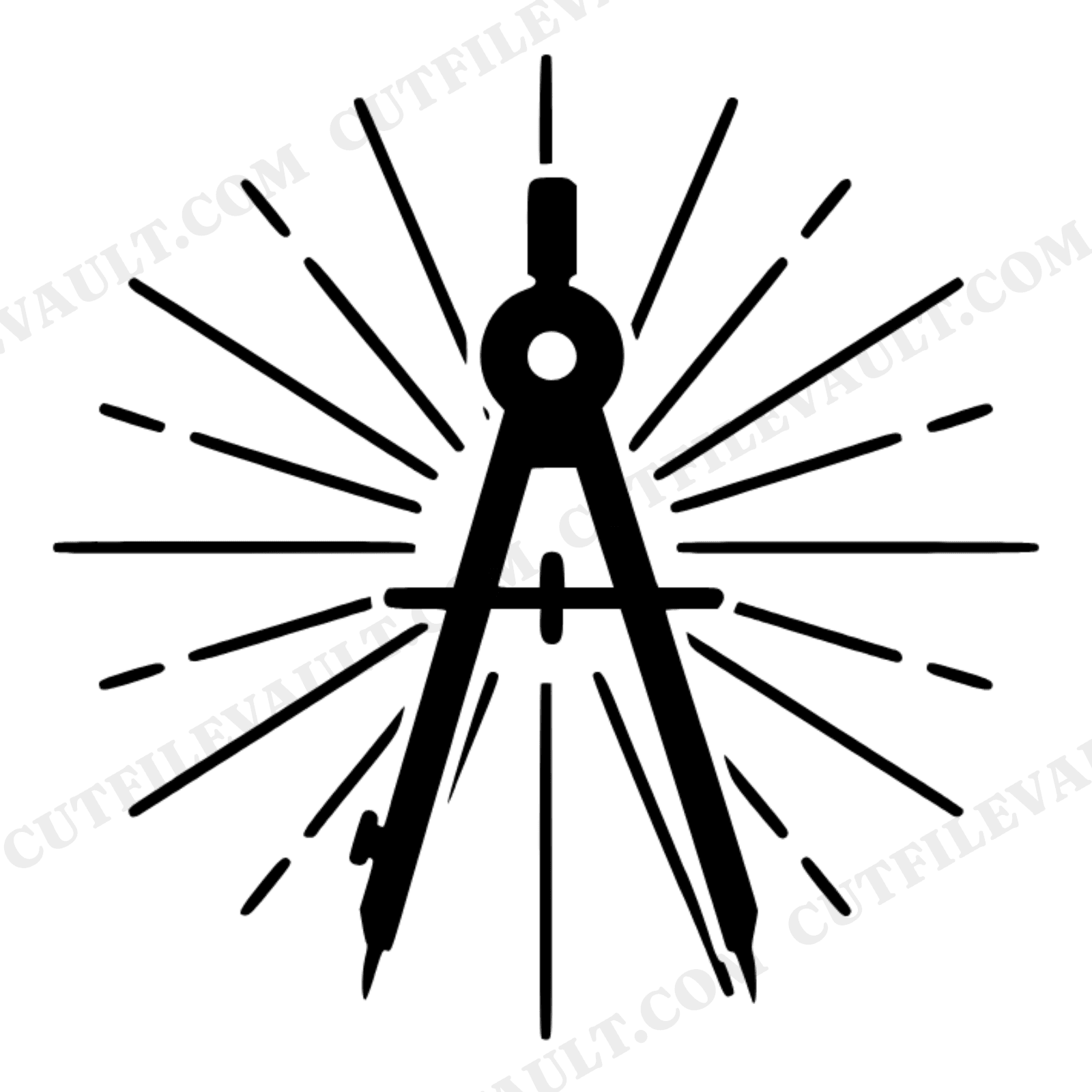 Geometric Compass Sunburst SVG PNG Back to School Teacher Math Drafting Tool Cut File Design, view 1