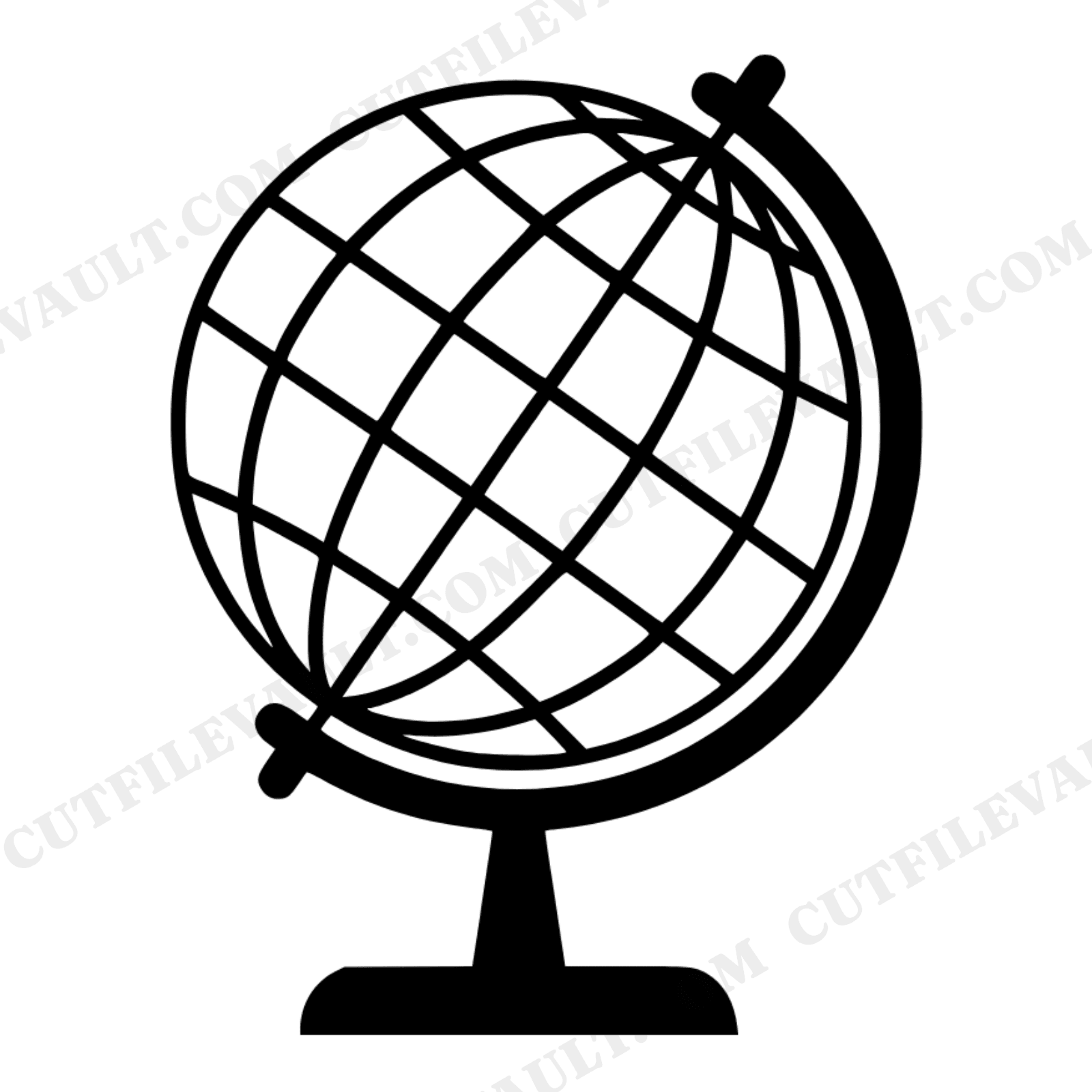 Geometric Globe SVG PNG, Tilted World Map Line Art, Back to School Cut File, Layered Vinyl Decal, view 1
