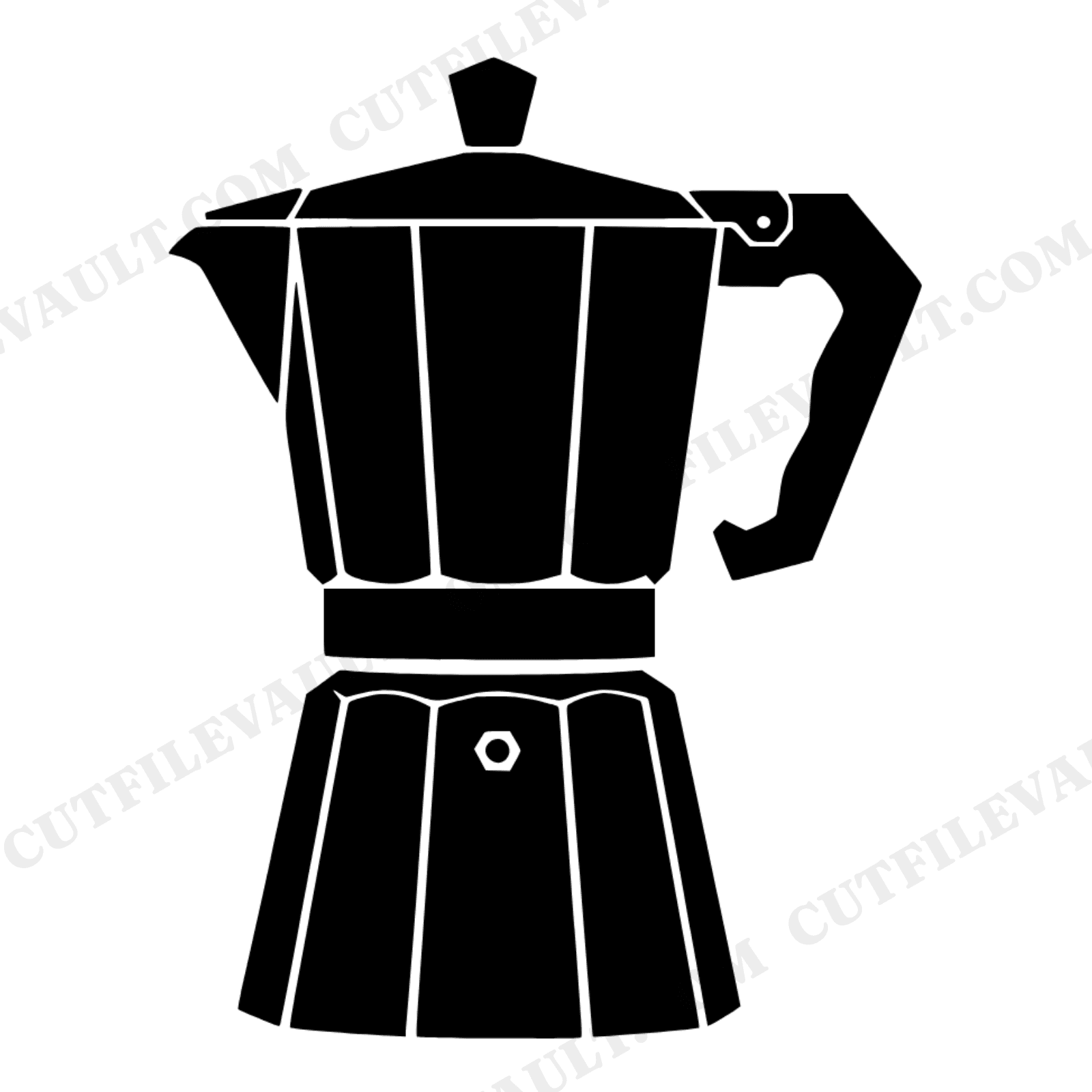 Geometric Moka Pot SVG PNG, Retro 70s Coffee Day Silhouette, National Coffee Day Cut File, view 1