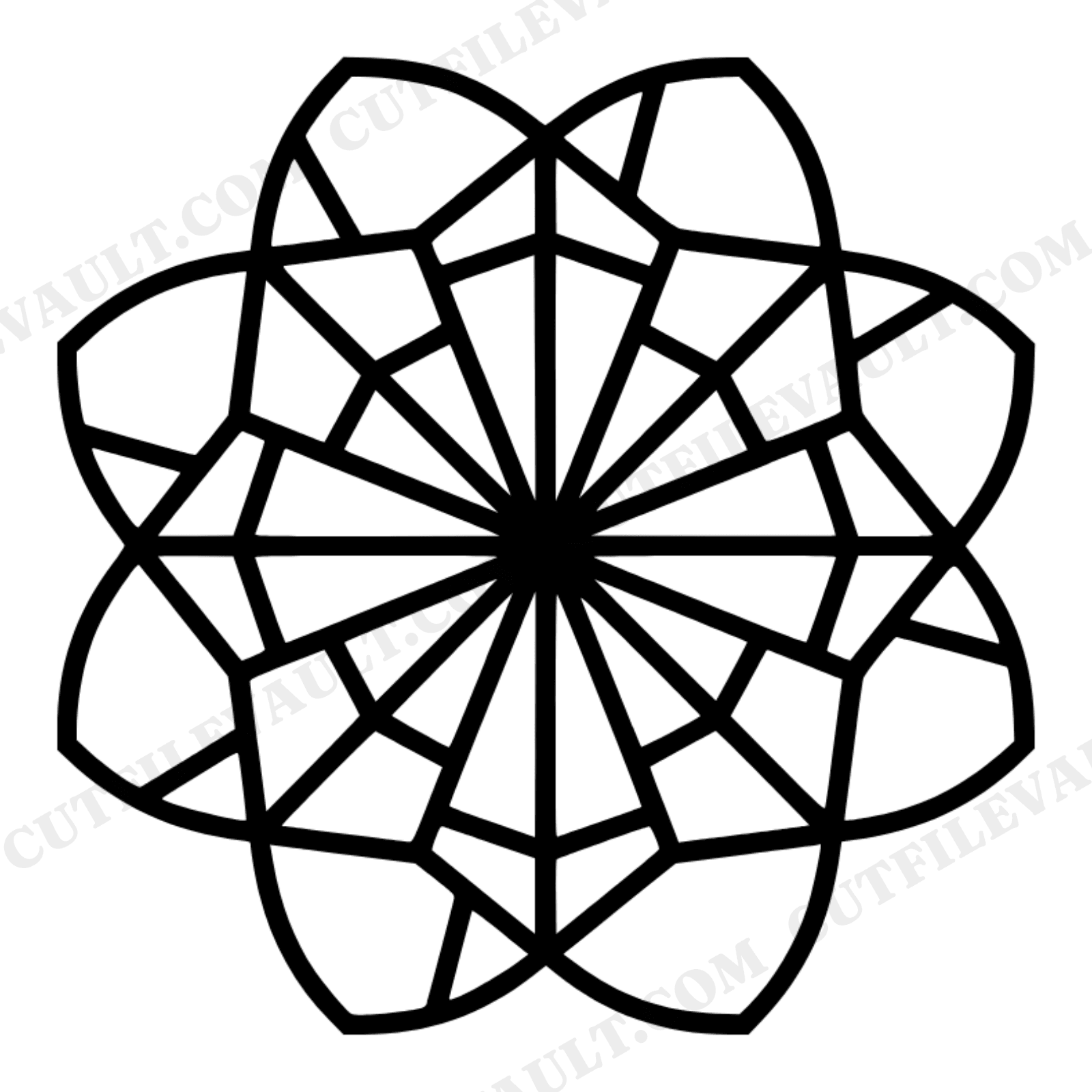 Geometric Paper Flower SVG PNG, Cinco de Mayo Flor de Papel Cut File, Stained Glass Bloom Design, view 1