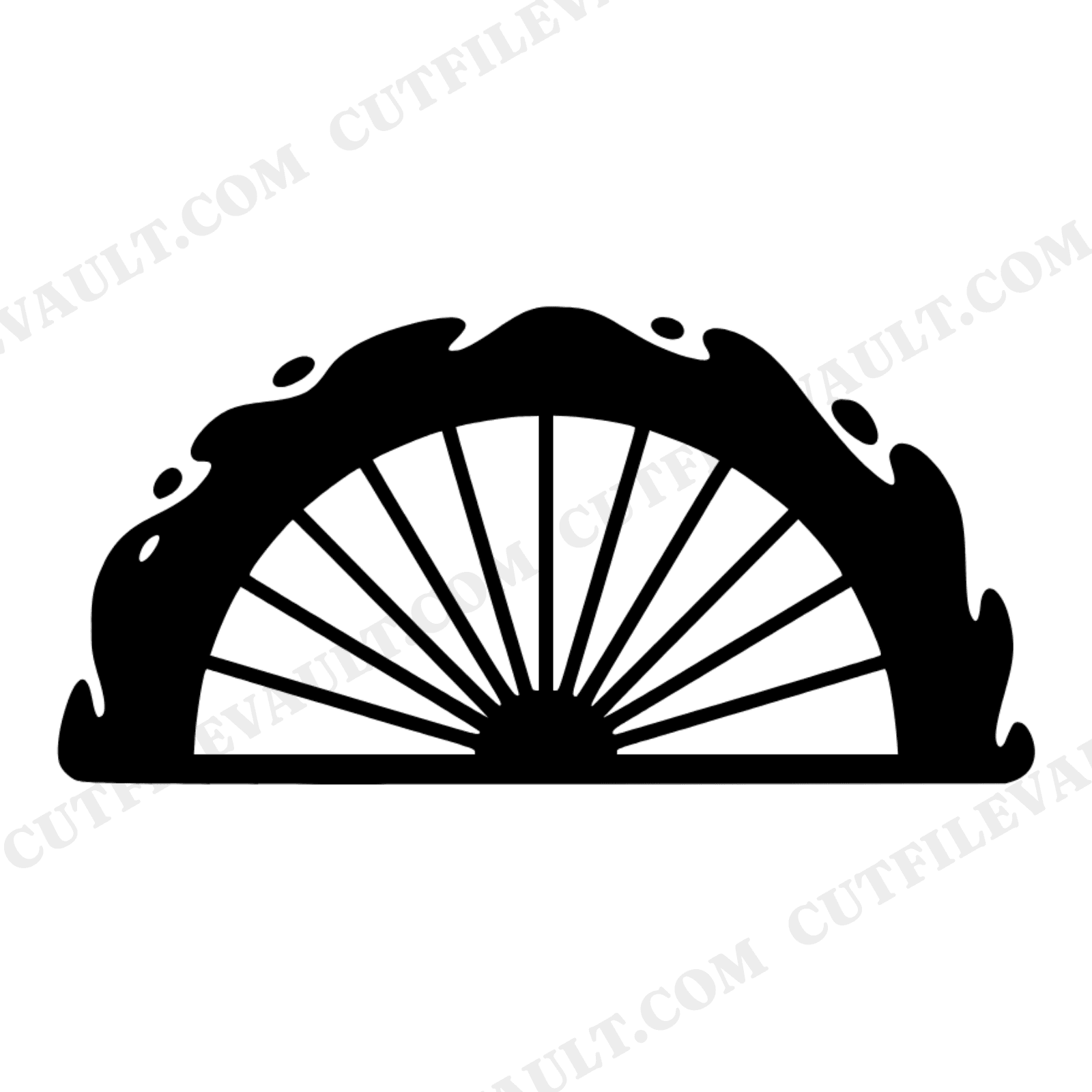 Geometric Sunburst Protractor SVG PNG, Vintage Math Tool Cut File, Back to School Design, view 1