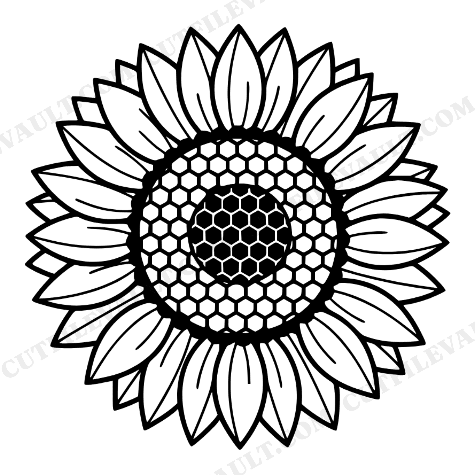 Geometric Sunflower SVG PNG Stained Glass Bloom Silhouette Cut File Farmhouse Flower Cricut Design, view 1