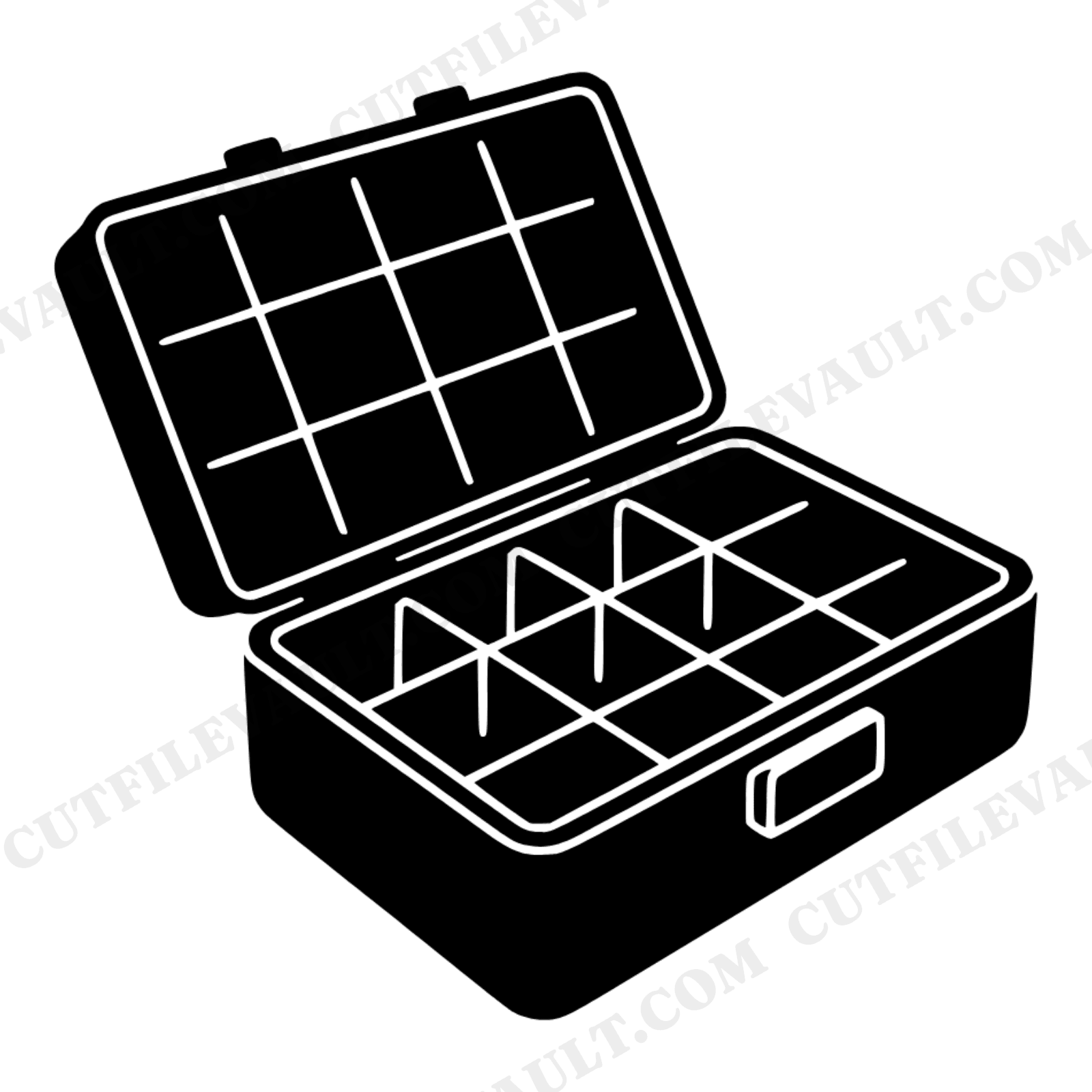 Geometric Tackle Box SVG PNG Father's Day Fishing Cut File Modern Brutalist Art Deco Design, view 1