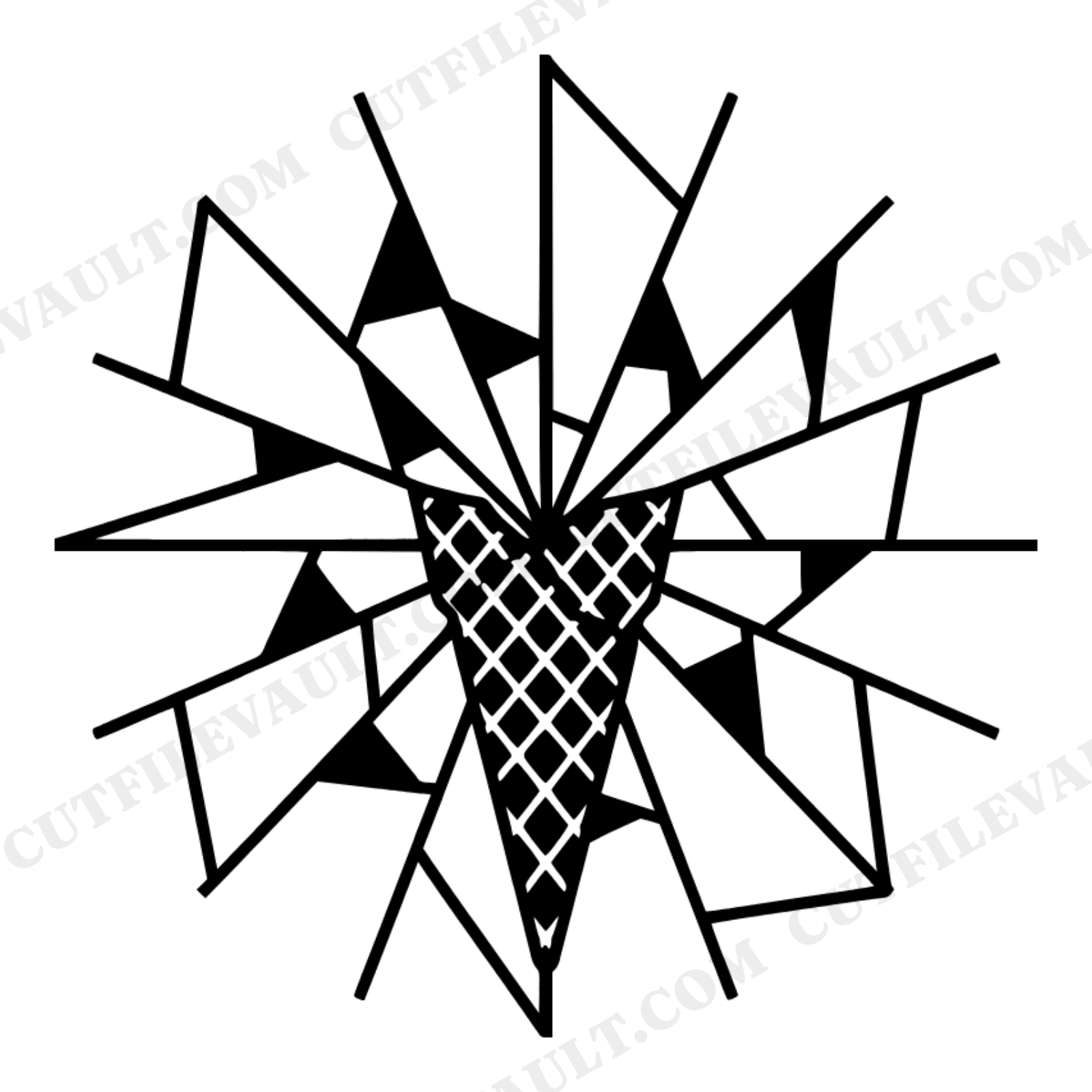 Geometric Waffle Cone SVG PNG Stained Glass Shards Ice Cream Cut File Scandinavian Line Art, view 1