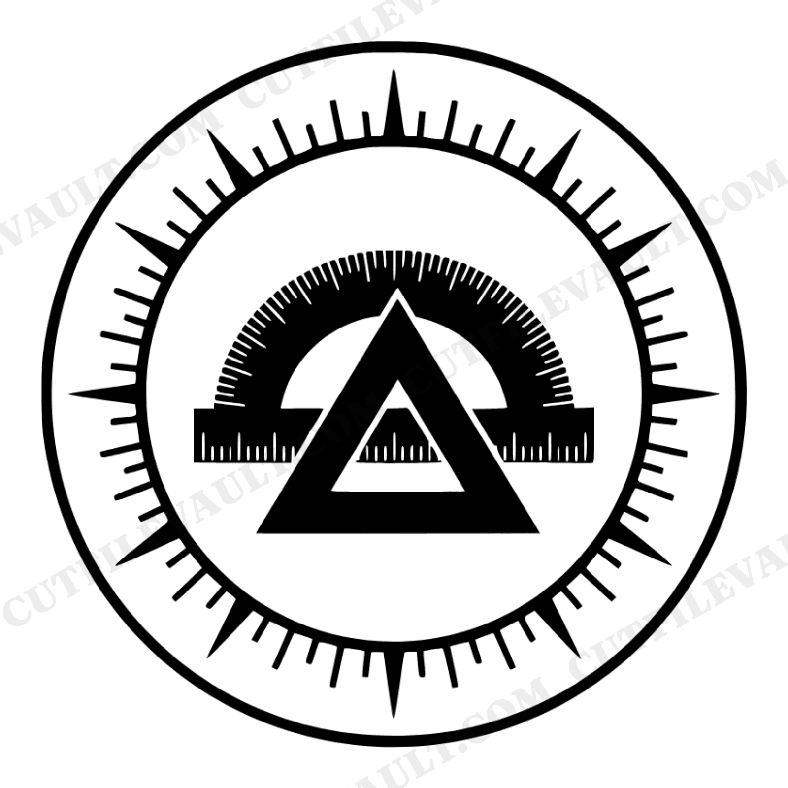 Geometry Wax Seal SVG PNG, Art Deco Protractor Triangle Badge, Math Teacher Back to School Cut File, view 1
