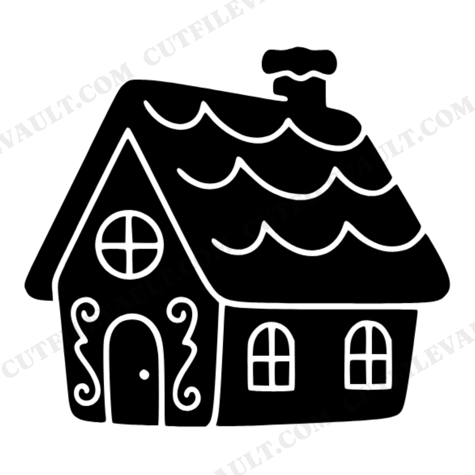 Gingerbread House Mountain Peak SVG PNG, Boho Christmas Silhouette Cut File, Holiday Cottage Decor, view 1