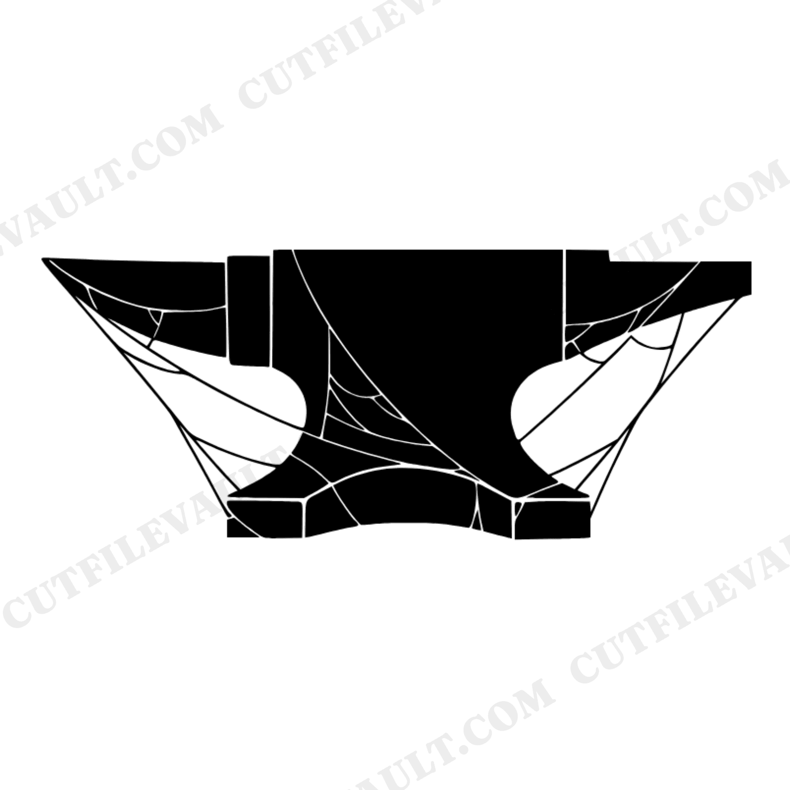 Gothic Anvil with Cobwebs SVG PNG Halloween Silhouette Cut File Blacksmith Spooky Decor Design, view 1
