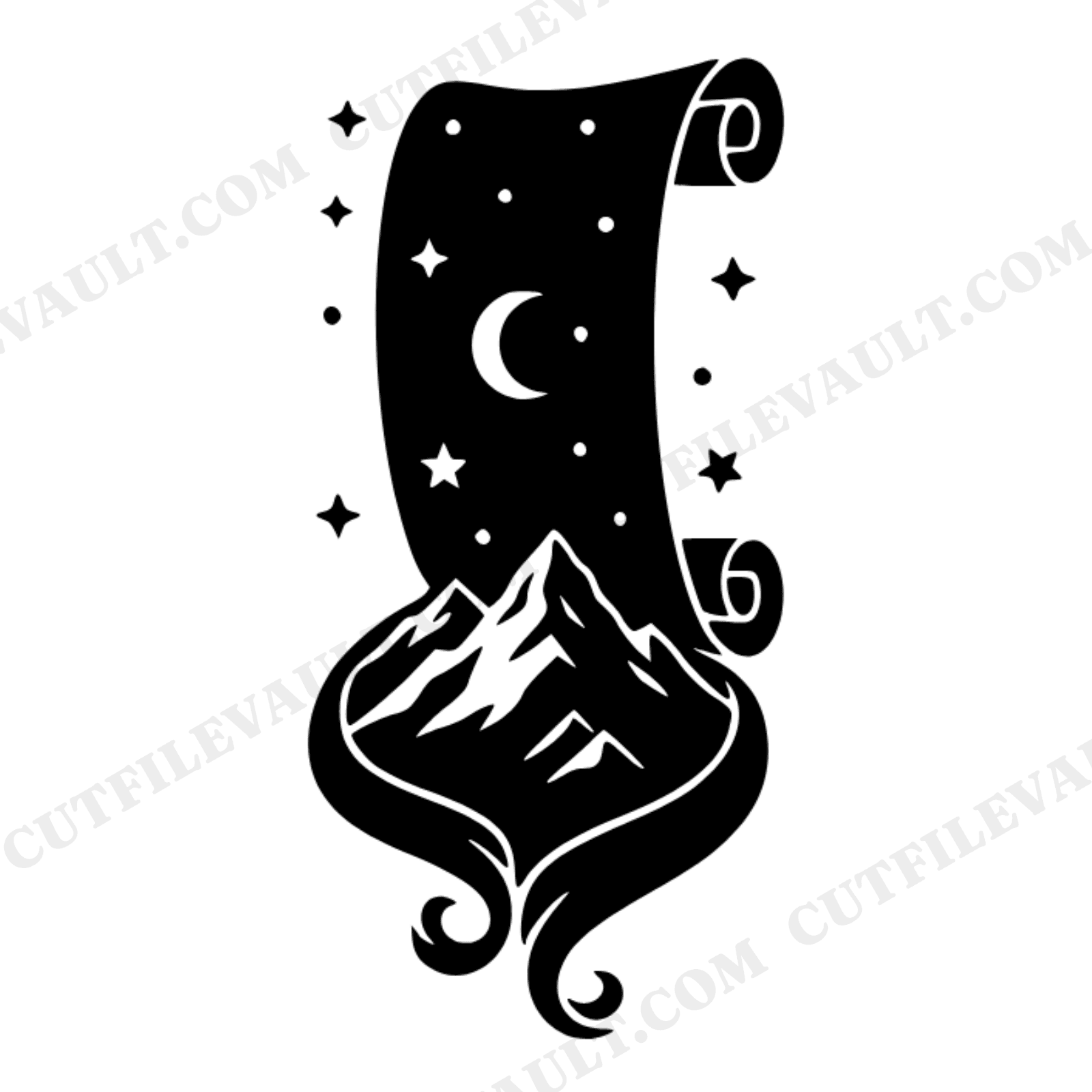 Graduation Diploma Mountain SVG PNG, Celestial Achievement Scroll Cut File, Graduate Adventure Design, view 1