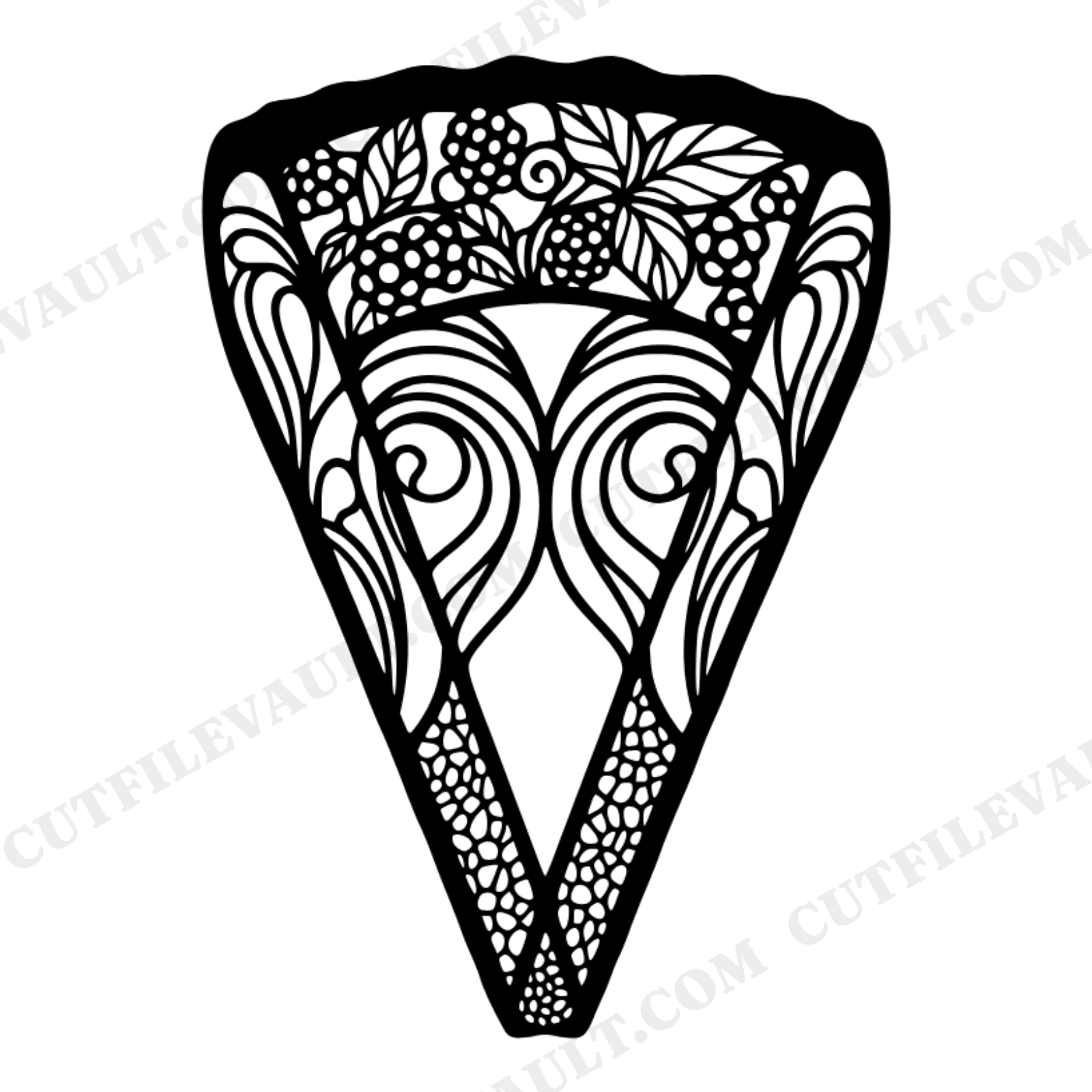 Gravity Defying Cheesecake Slice SVG PNG Stained Glass Vintage Botanical Cut File for Cricut, view 1