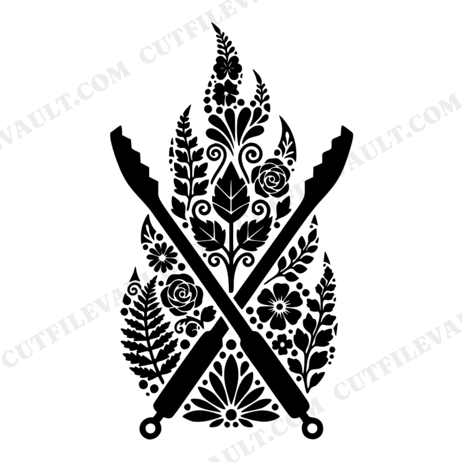 Grill Master BBQ Tongs SVG PNG Father's Day Cottagecore Floral Flames Cut File Cricut Silhouette, view 1