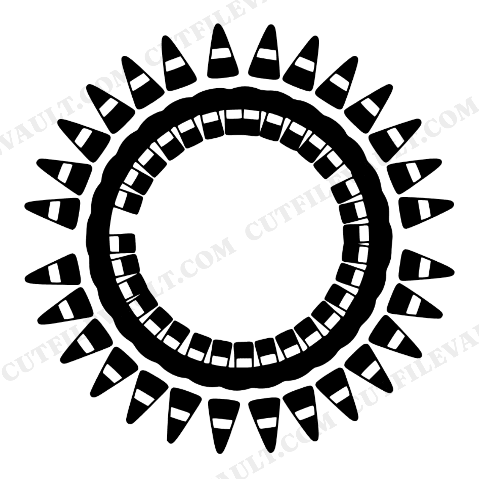 Groovy Candy Corn Mandala SVG PNG, Retro 70s Halloween Circle Ring Cut File, Vintage Geometric Design, view 1
