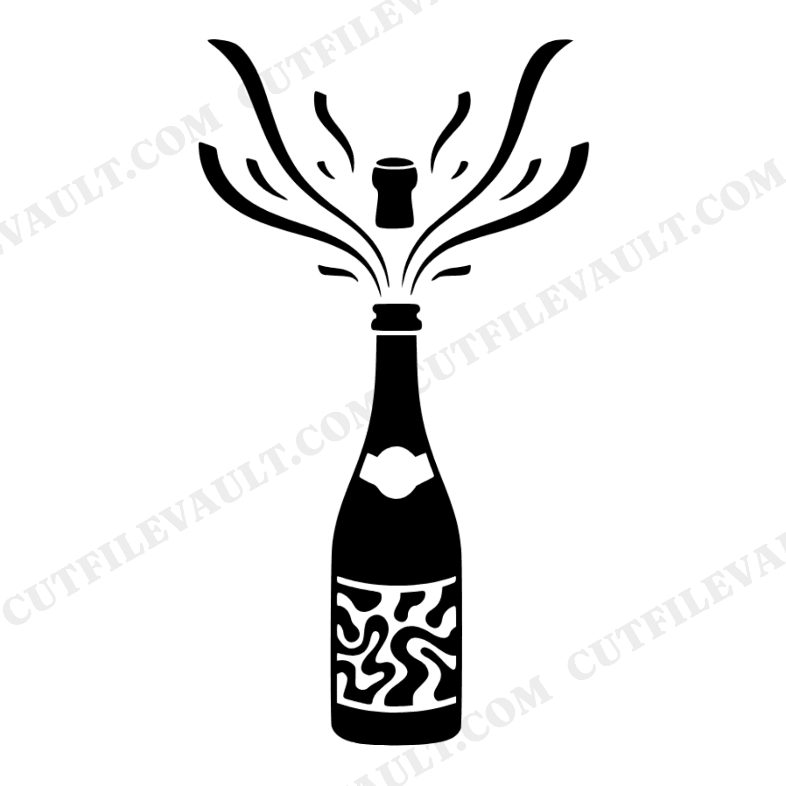 Groovy Champagne Bottle SVG PNG, Retro Wedding Celebration Cut File, Bridal Shower Decor Design, view 1