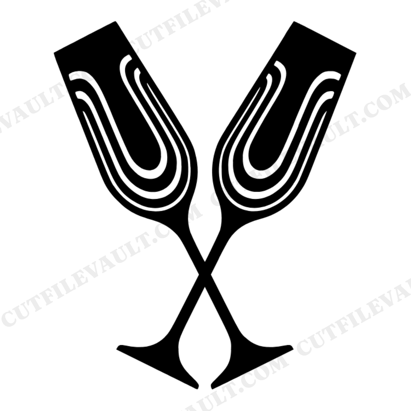 Groovy Champagne Flutes SVG PNG Wedding Toast Cut File Retro Bridal Party Decal Design, view 1
