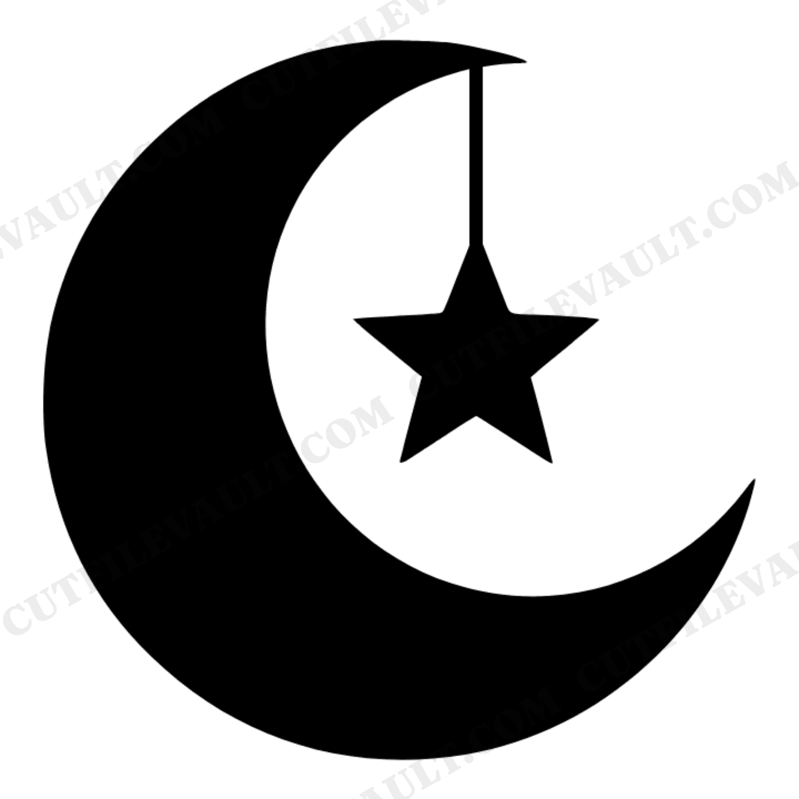 Groovy Crescent Moon SVG PNG, Retro 70s Star Celestial Cut File, Art Deco Halloween Decor Design, view 1
