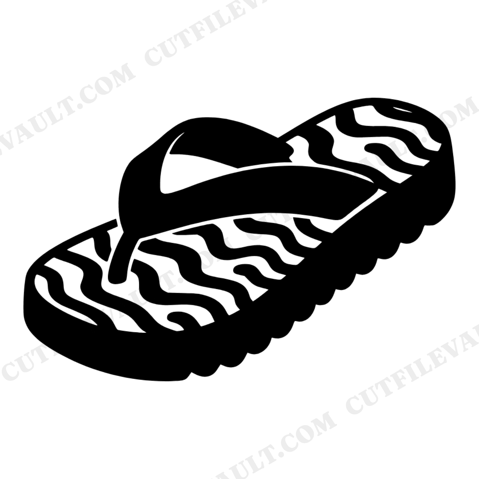 Groovy Flip Flop SVG PNG Retro 70s Summer Beach Sandal Silhouette Cut File for Cricut, view 1