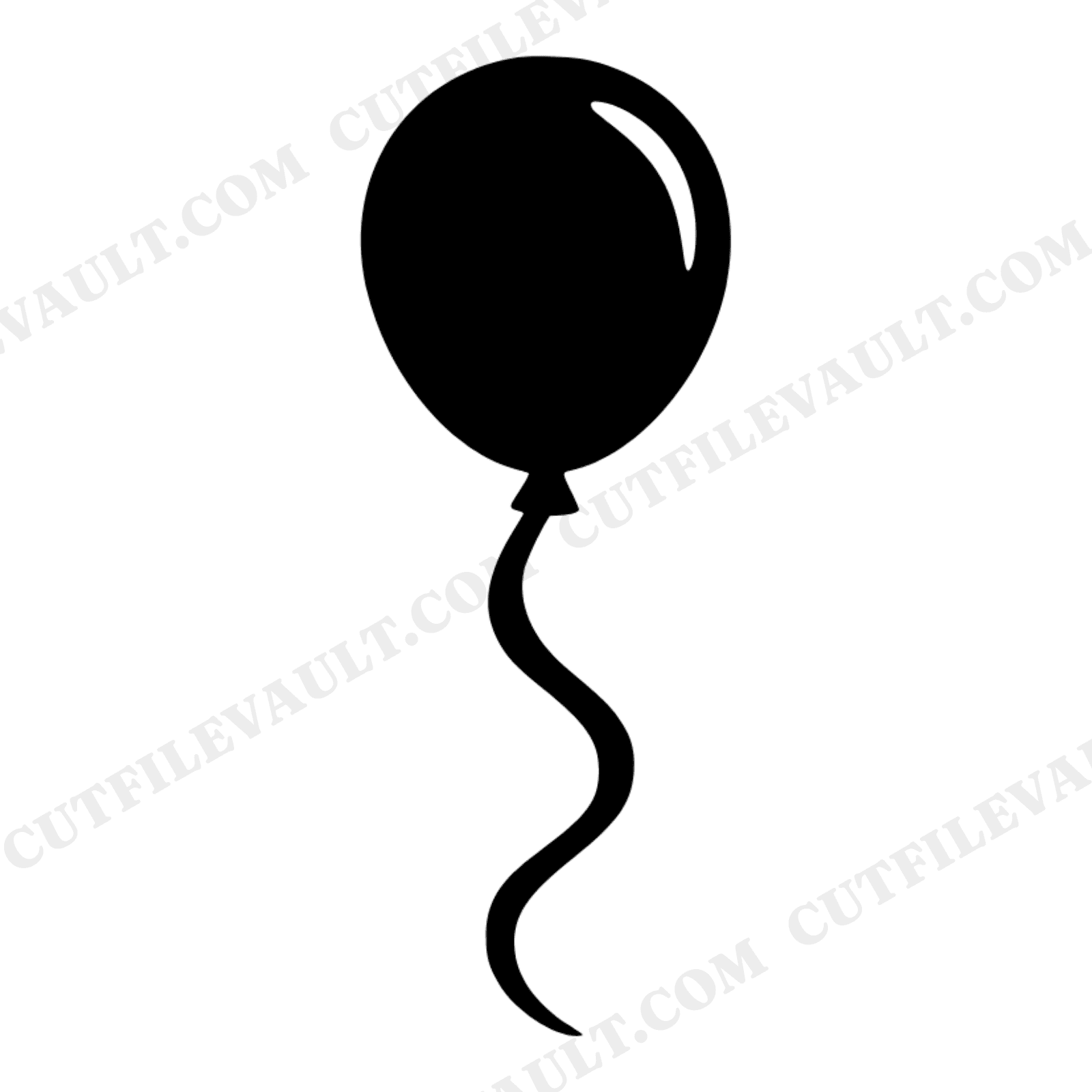 Groovy Ghost Balloon SVG PNG, Retro 70s Halloween Cut File, Floating Balloon with Ribbon Silhouette, view 1