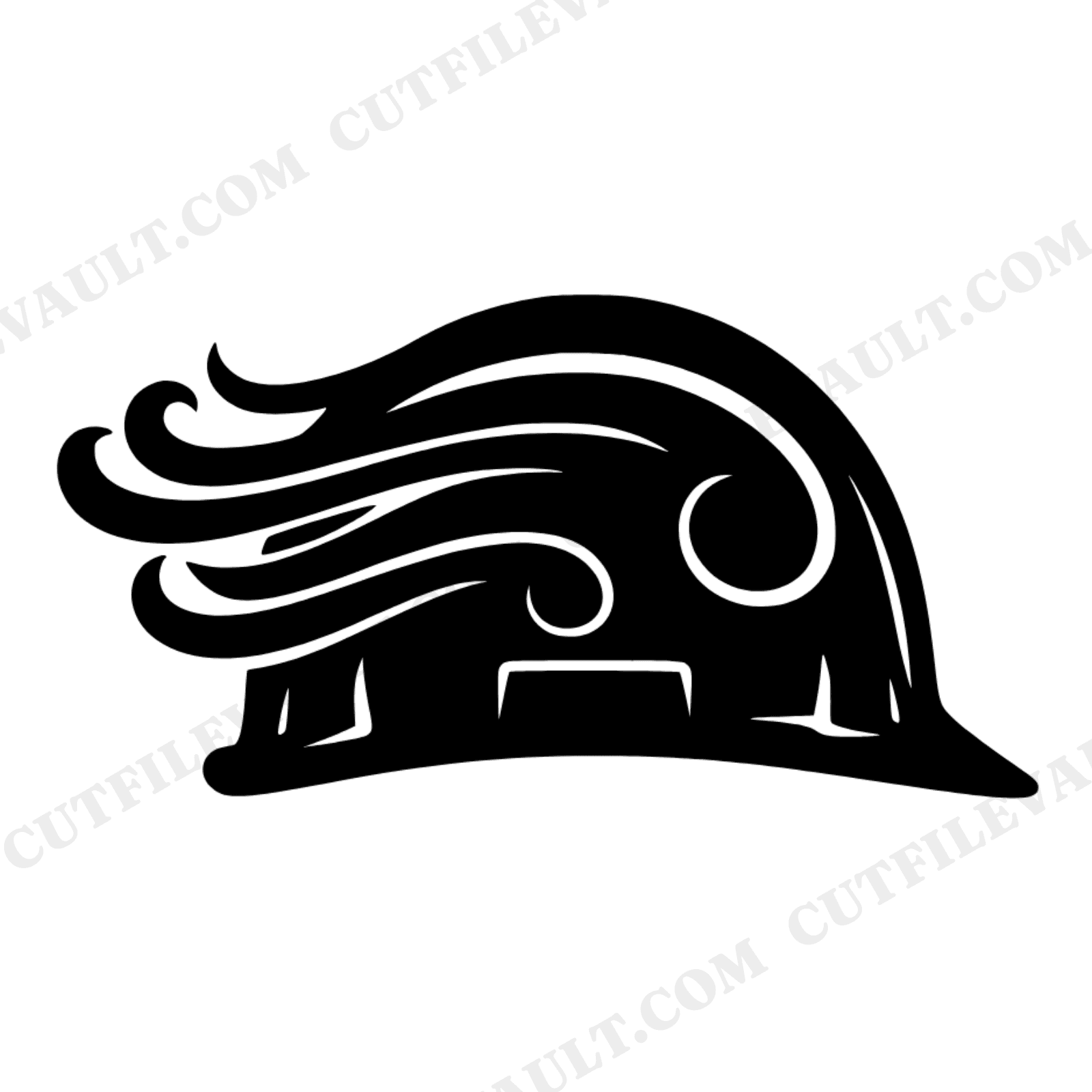 Groovy Hard Hat SVG PNG, Retro Labor Day Construction Worker Cut File, 1970s Boho Speed Lines, view 1