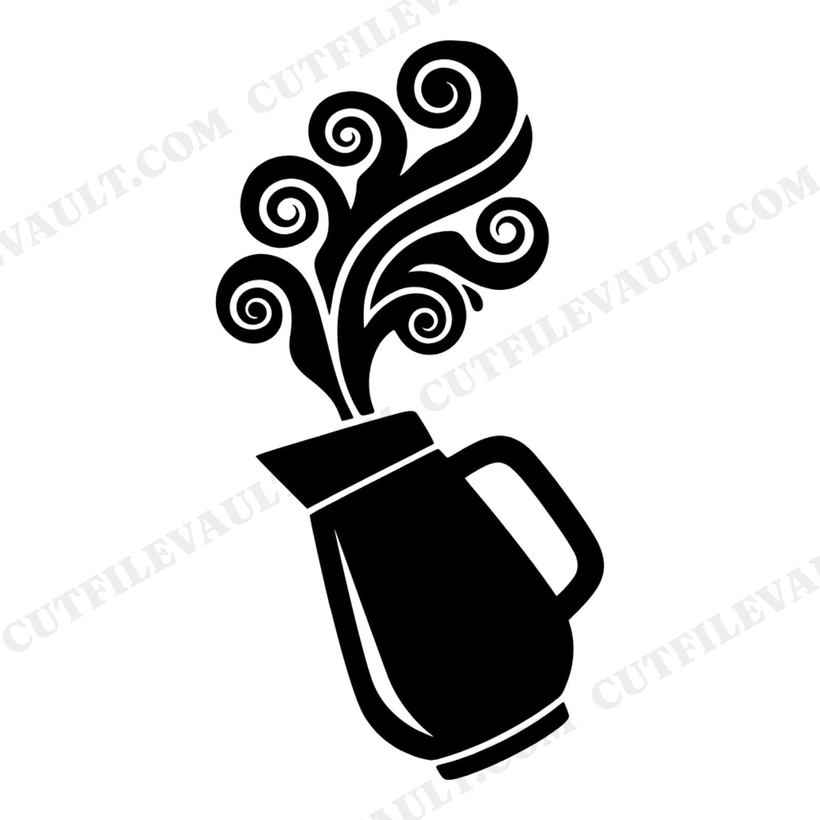Groovy Labor Day Coffee Thermos SVG PNG, Retro 70s Steam Swirls Cut File, Boho Worker Gift Design, view 1