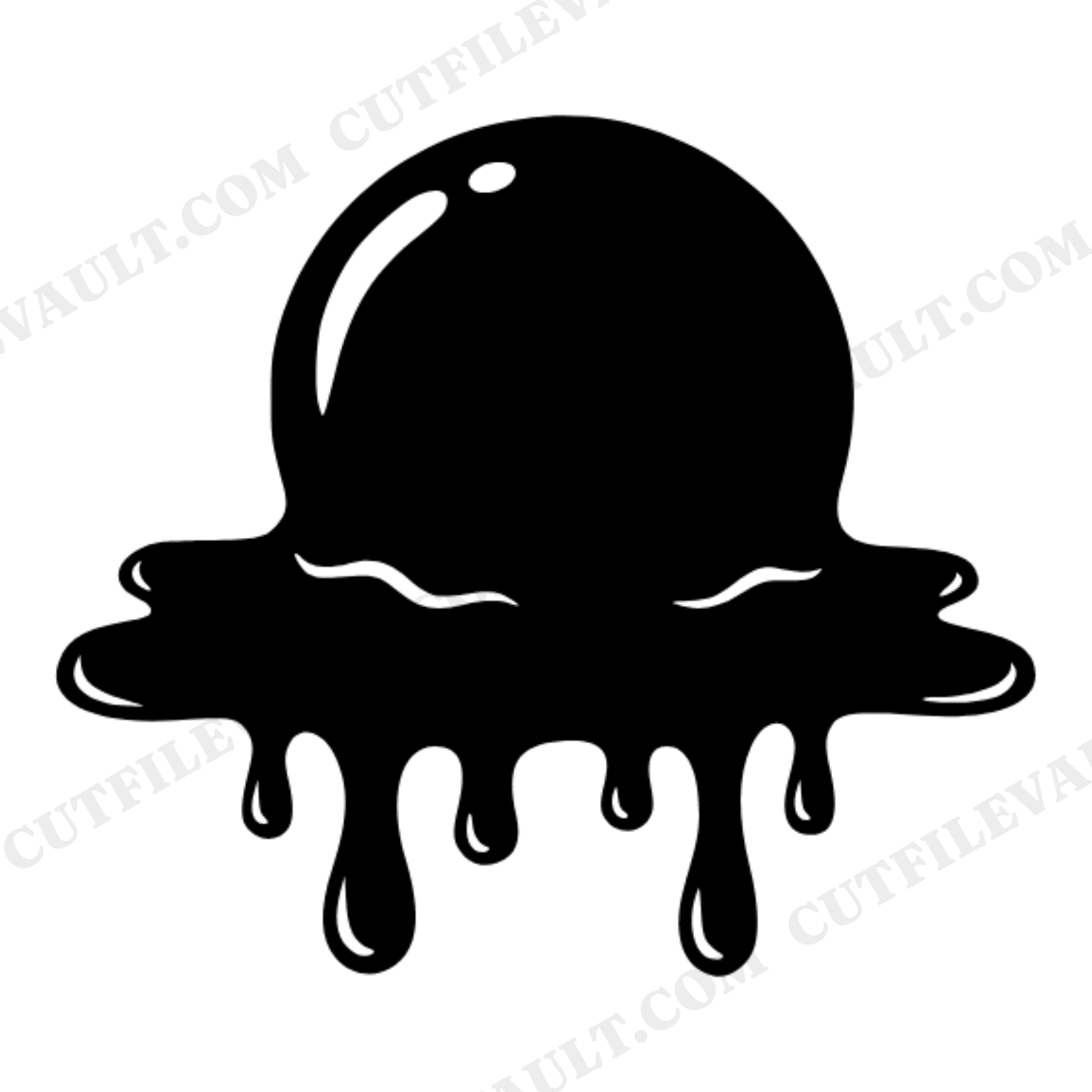 Groovy Melting Ice Cream Scoop SVG PNG Retro 1970s Drip Silhouette Cut File Summer Boho Design, view 1