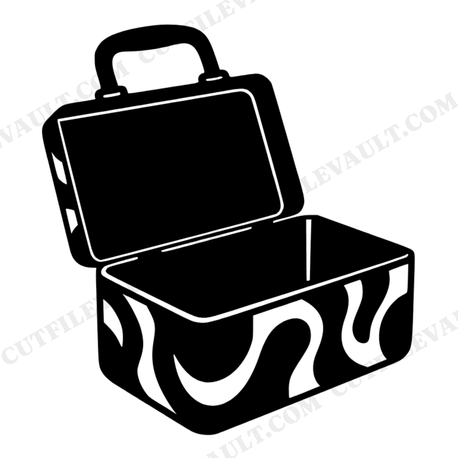 Groovy Open Lunchbox SVG PNG Retro 70s Curved Handle Back to School Vintage Lunch Box Cut File, view 1